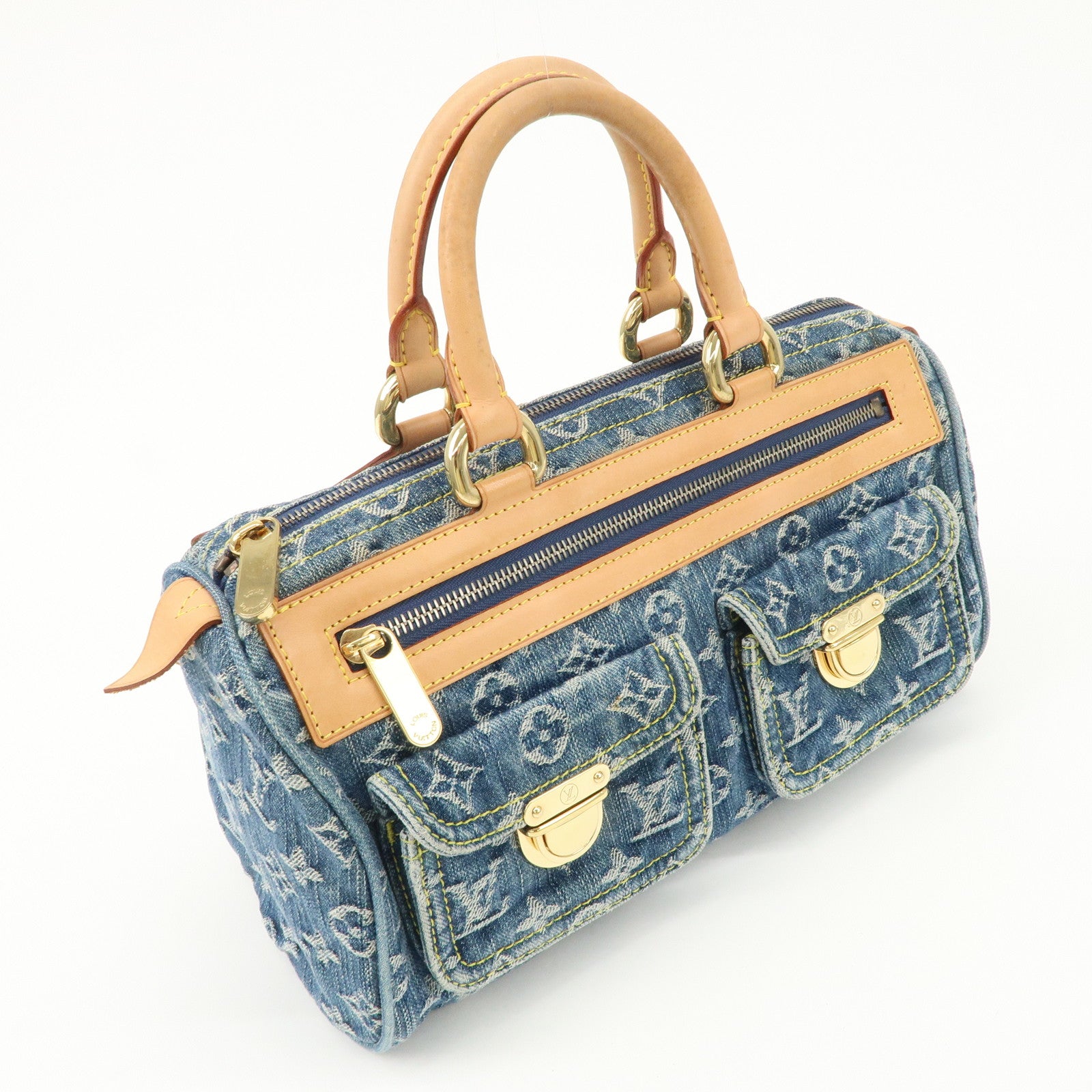 Louis Vuitton Monogram Denim Neo Speedy Boston Bag Blue M95019 Used