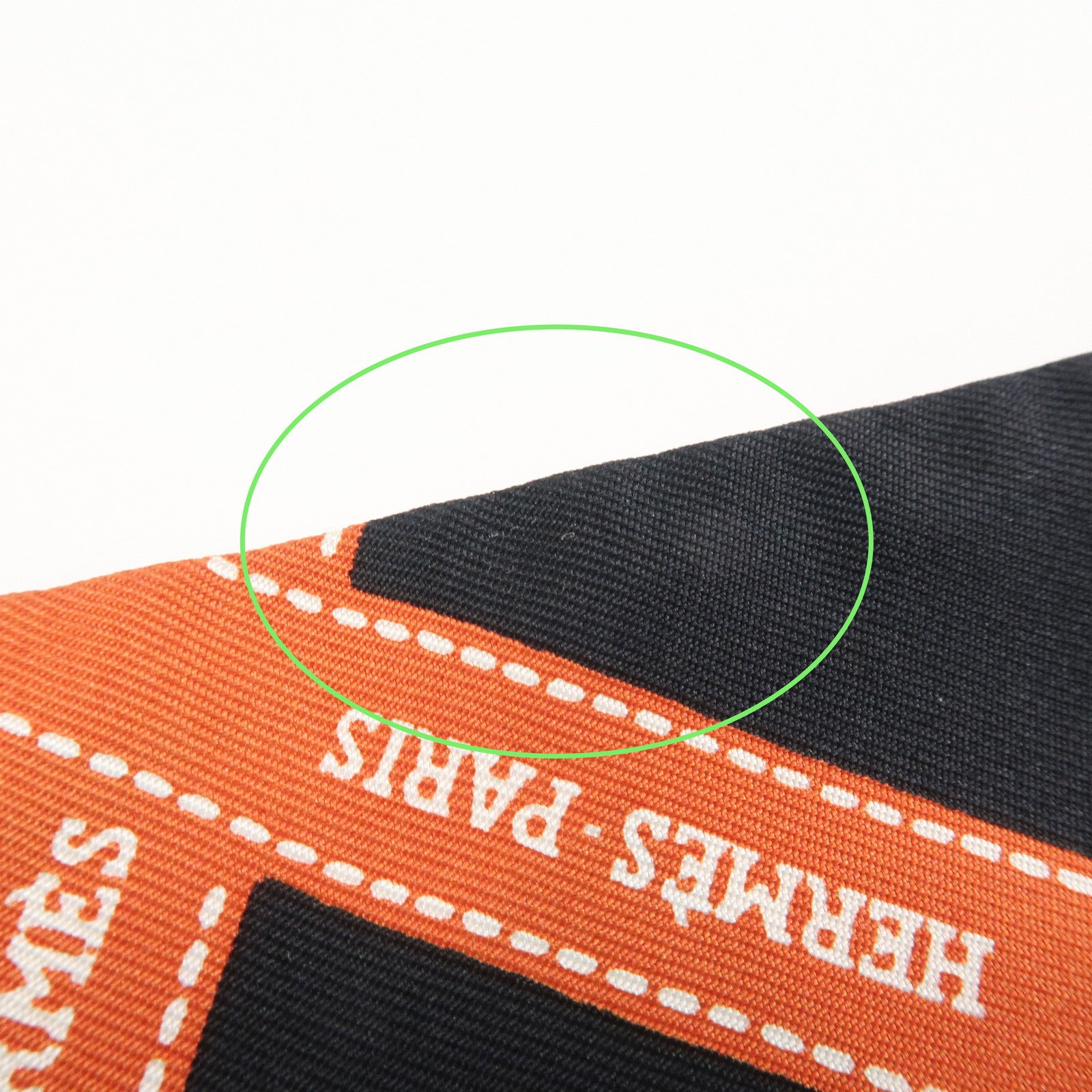 HERMES Twilly Silk 100% Bolduc Scarf Black Orange