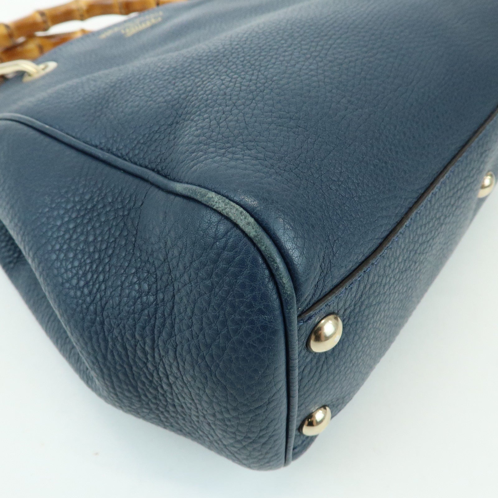 GUCCI Bamboo Shopper Small 2Way Bag Tote Shoulder Bag Navy 336032
