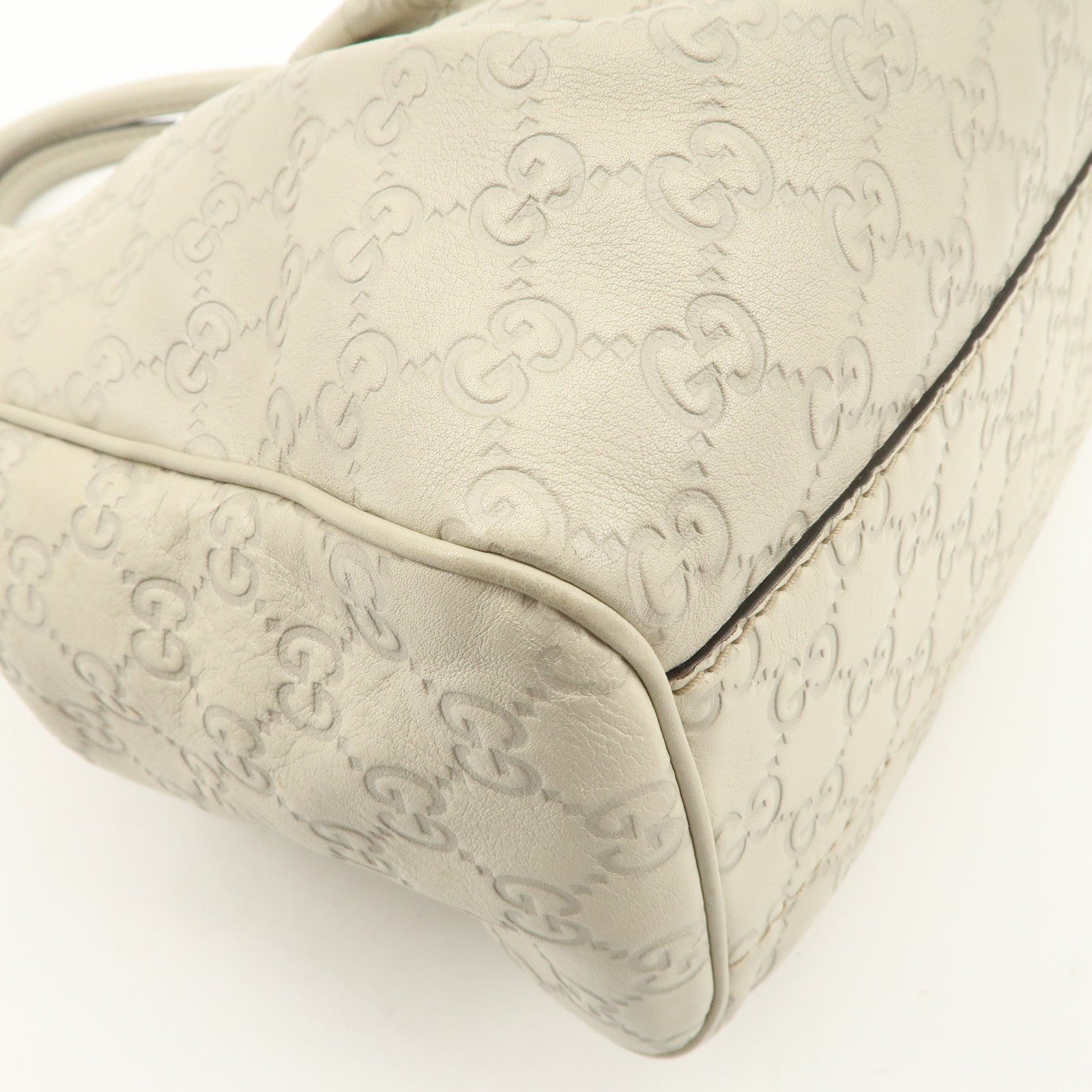 GUCCI Sukey Guccissima Leather Tote Bag Hand Bag Ivory 211944 Used