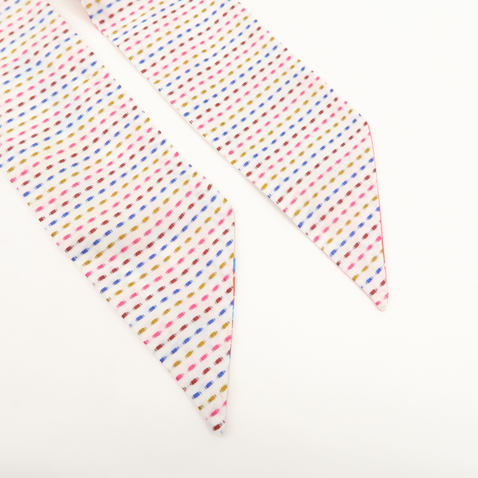 HERMES Twilly Silk 100% Scarf BRIDES de GALA White Multicolor