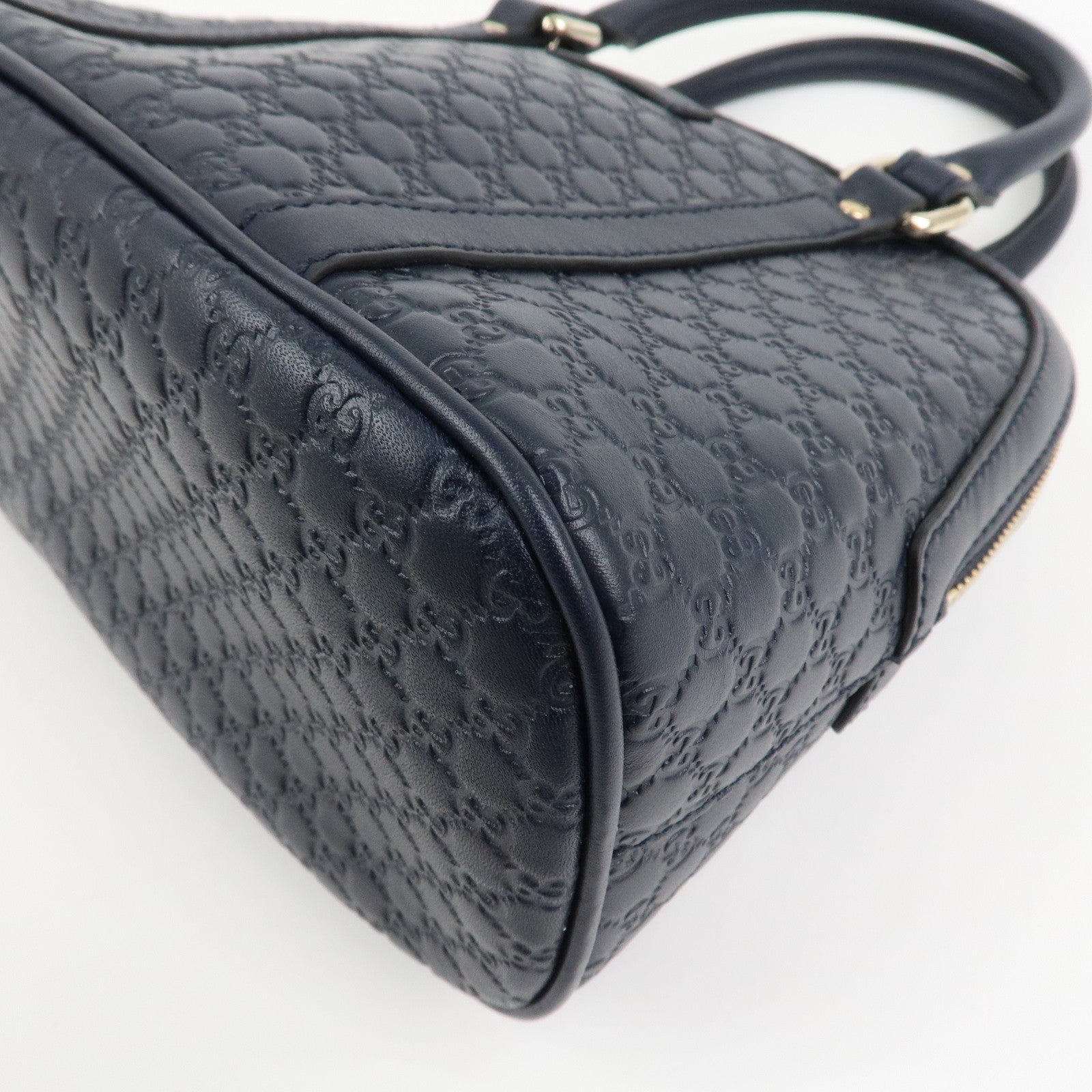 GUCCI Micro Guccissima Leather 2Way Hand Shoulder Bag Navy 449654