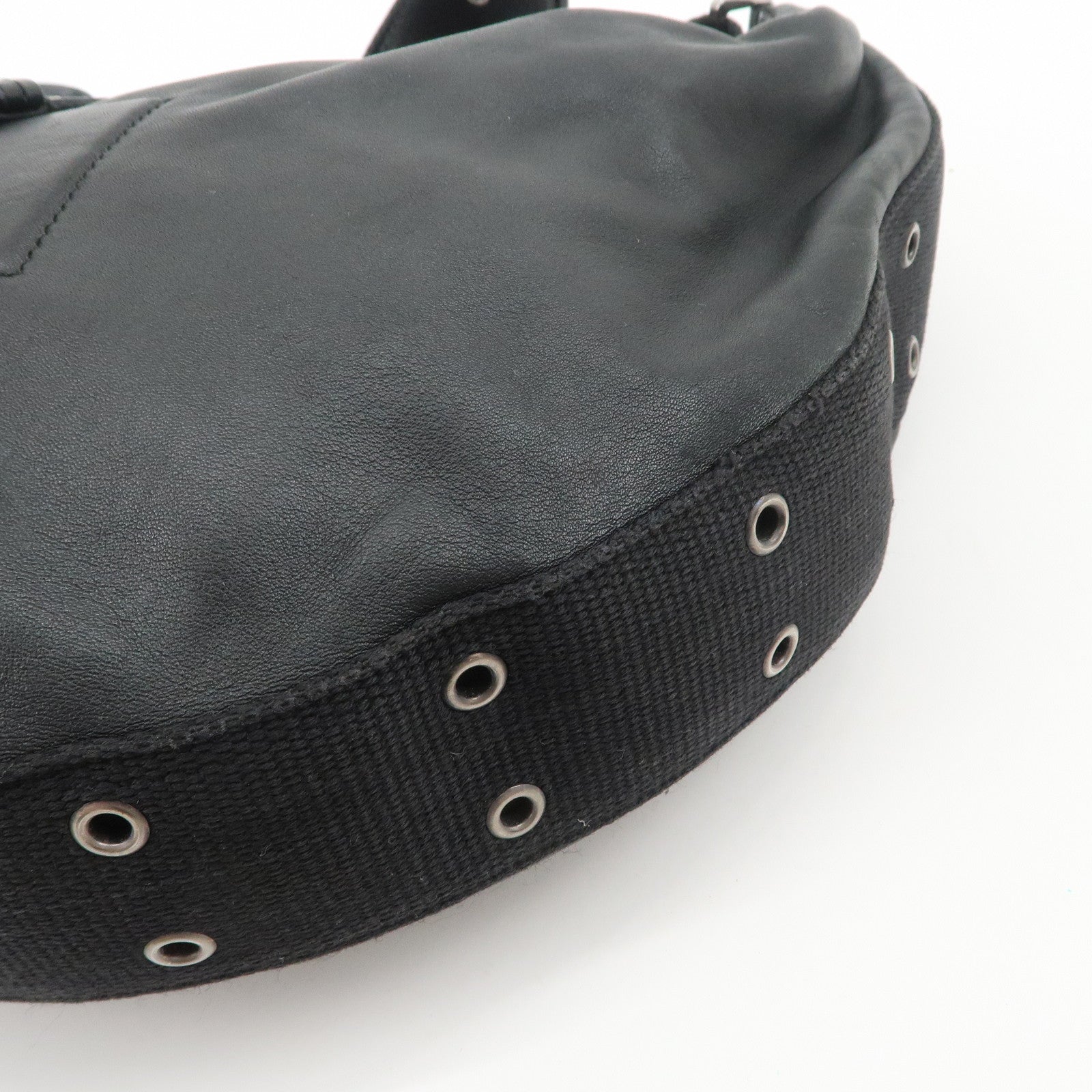 Christian Dior Street Chic Leather Shoulder Bag Black Silver HDW