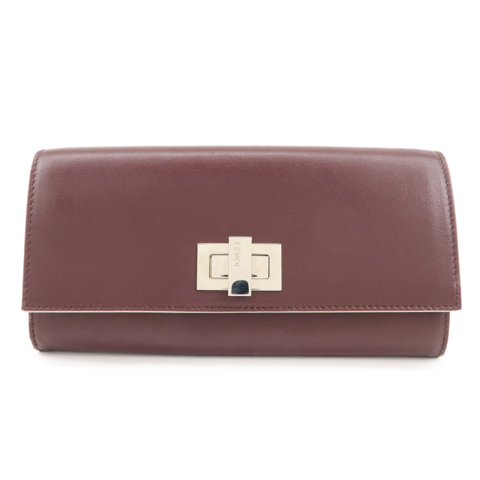FENDI Peekaboo Leather Bi-fold Continental Wallet Long Wallet 8M0377 Used