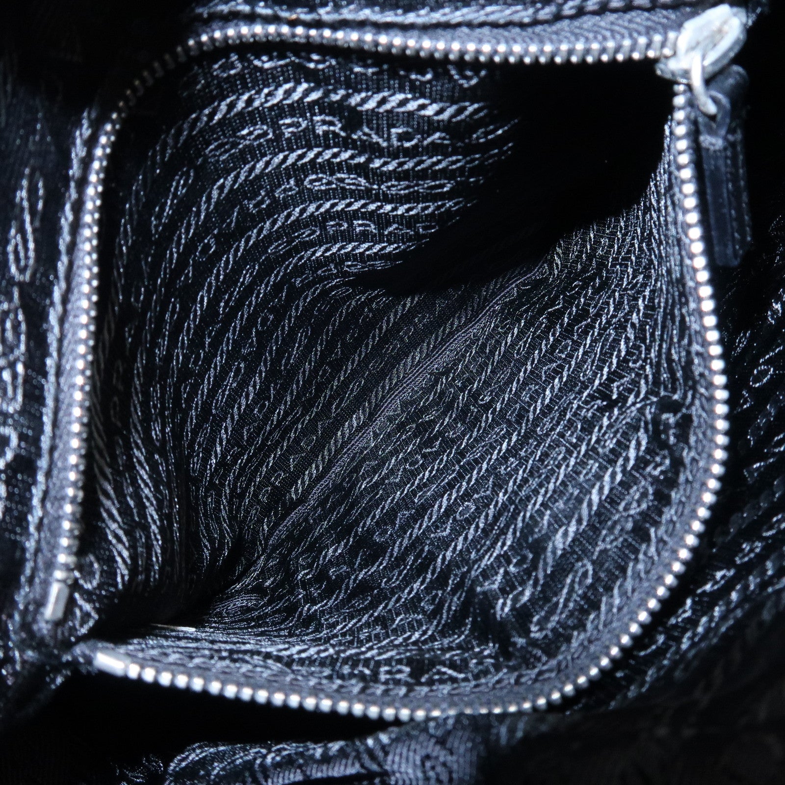 PRADA Triangle Logo Leather Nylon Shoulder Bag Crossbody Bag Black Used