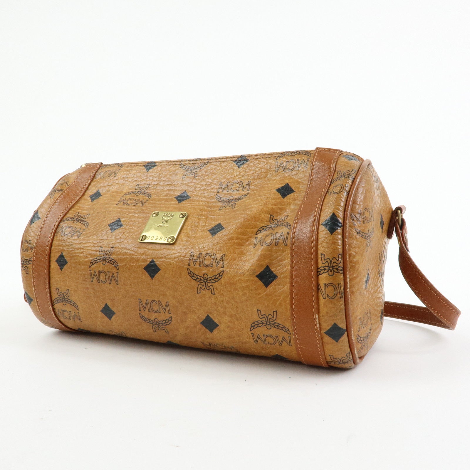 MCM Visetos PVC Leather Shoulder Bag Crossbody Bag Brown