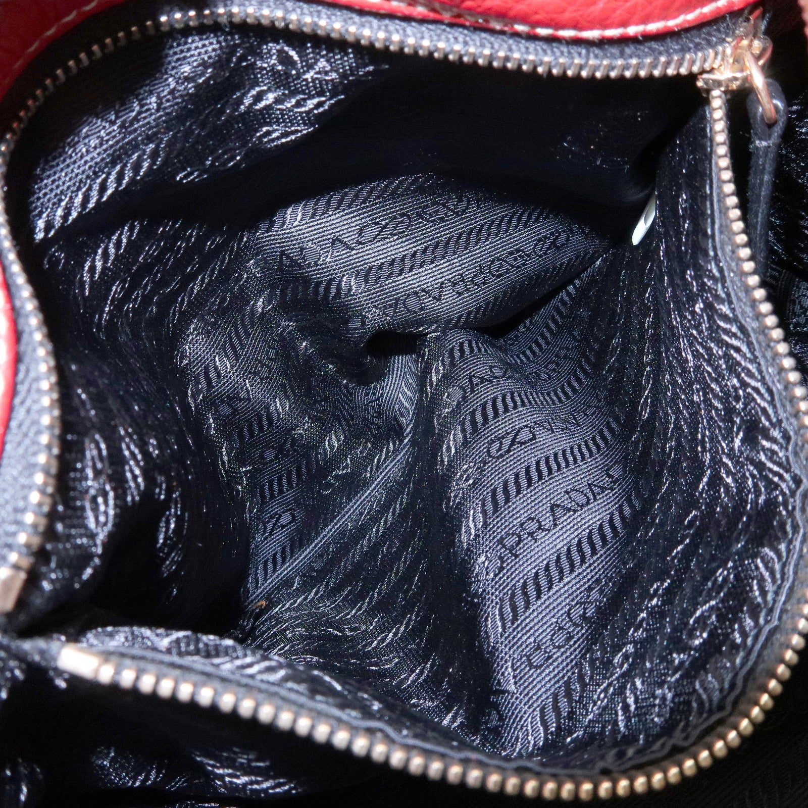 PRADA Triangle Logo Nylon Leather Shoulder Bag Hand Bag Red