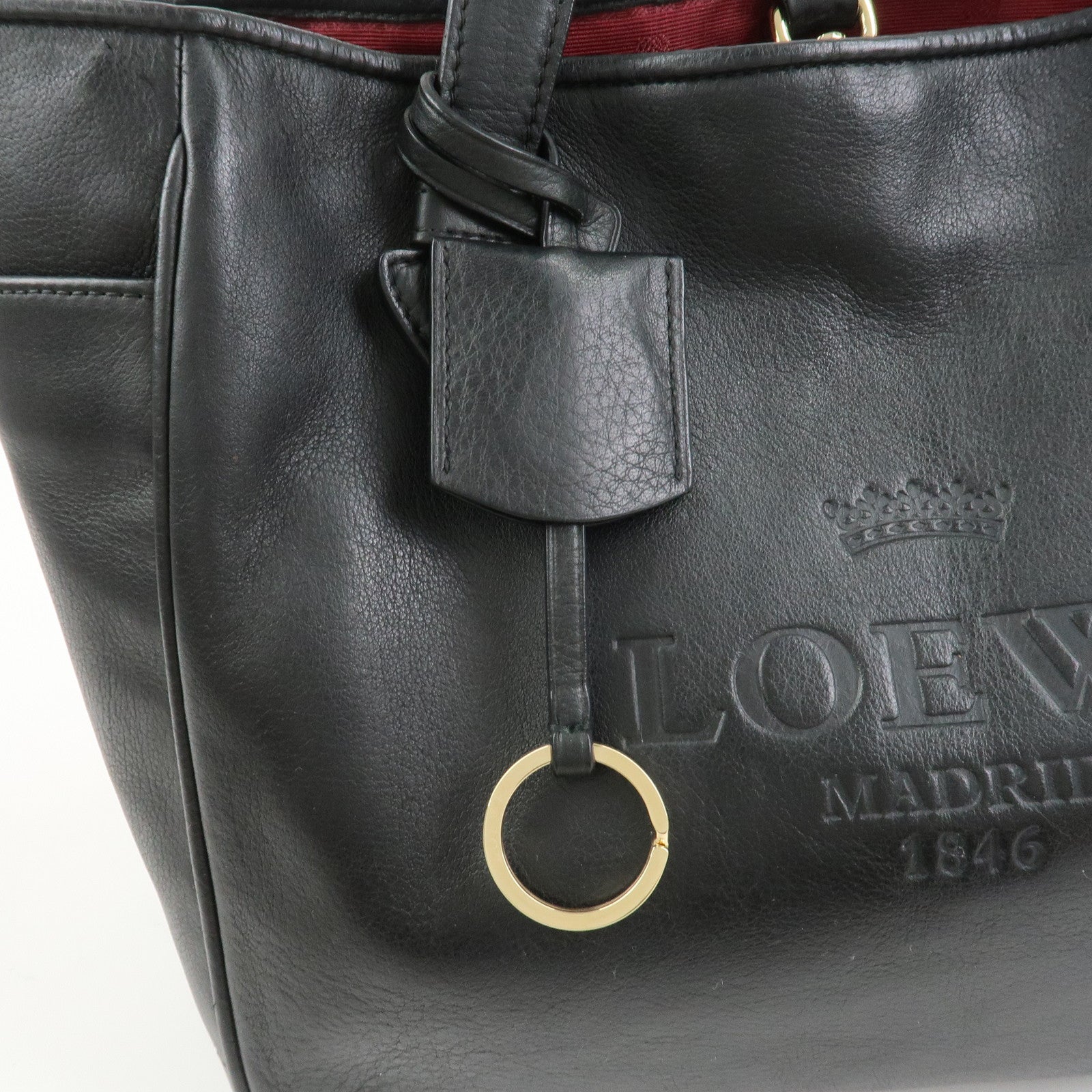 LOEWE Heritage Calf Leather Tote Bag Hand Bag Black