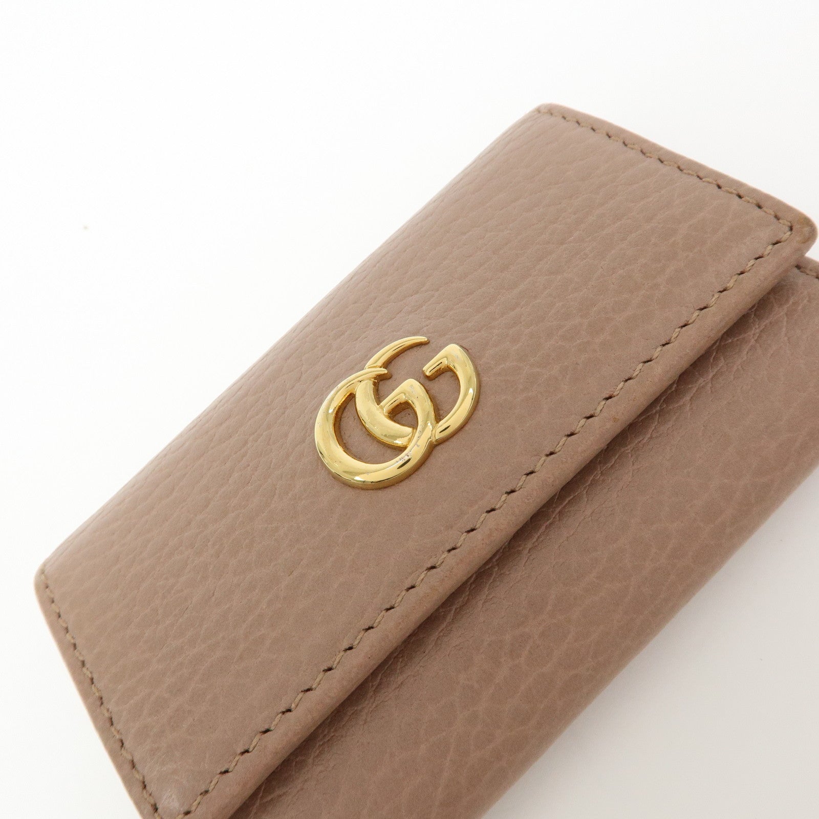 GUCCI GG Marmont Leather 6 Ring Key Case Pink Beige 156118