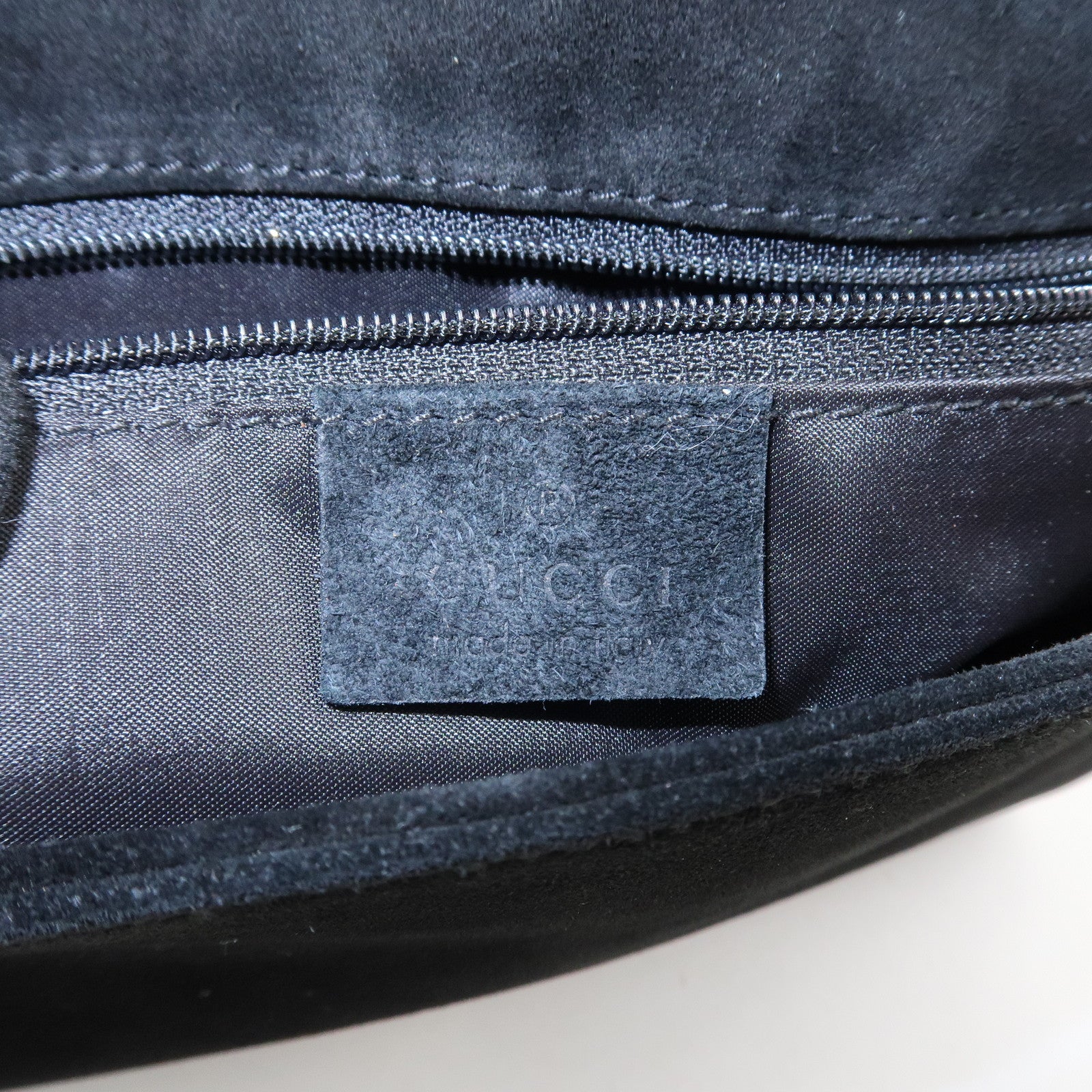 GUCCI Bamboo Suede Handle Shoulder Bag Hand Bag Black 001・3239