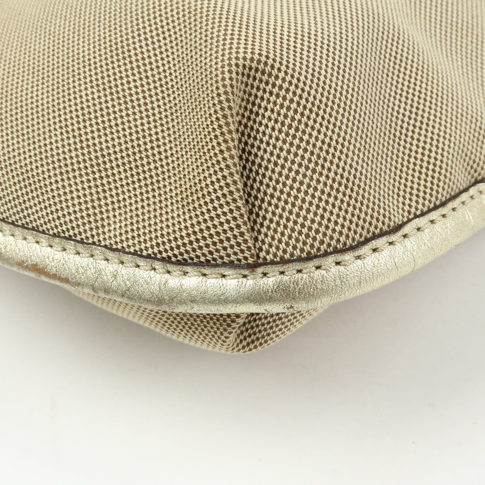 Chloe Harley Canvas Leather Shoulder Crossbody Bag Beige Gold
