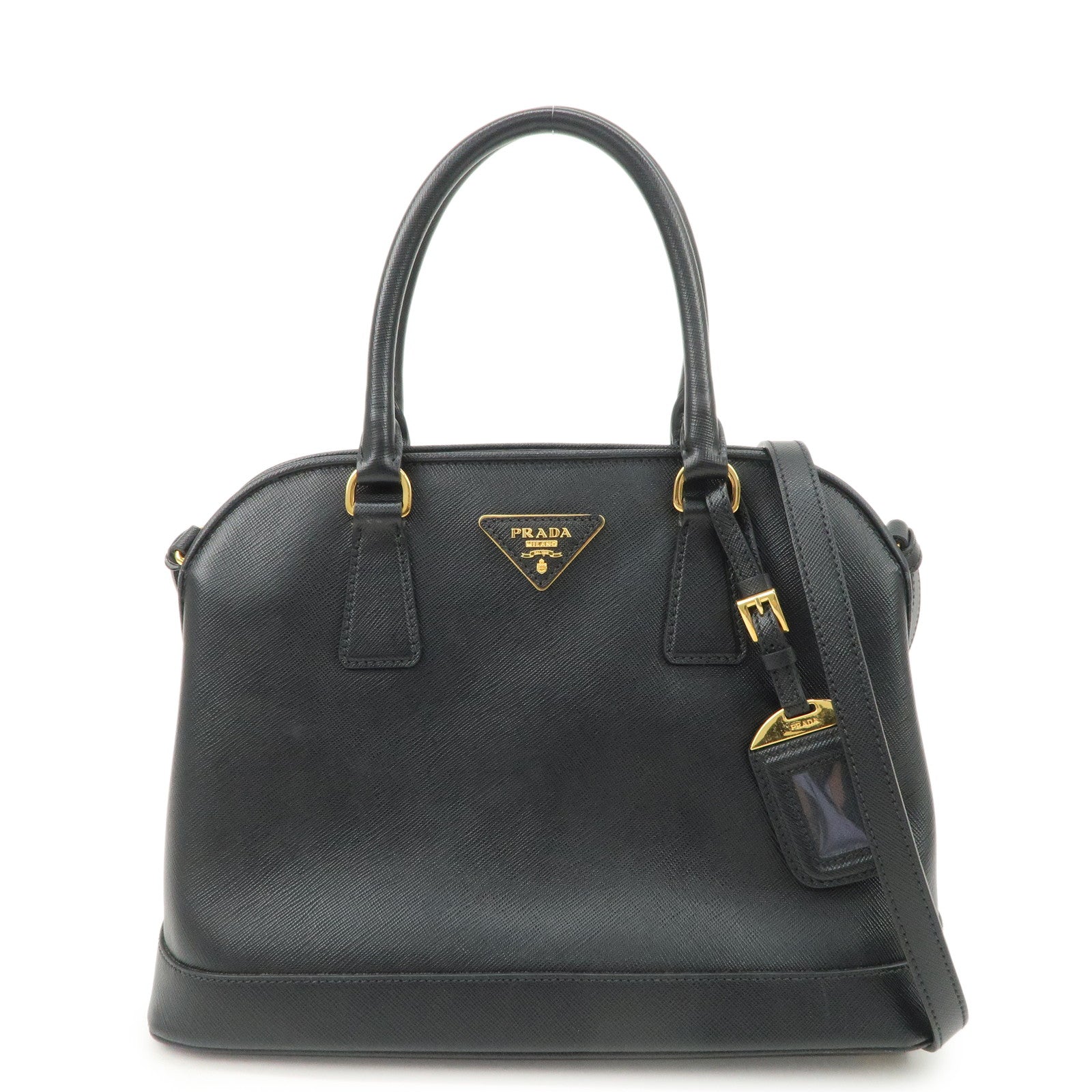 PRADA Saffiano Leather Triangle Logo 2WAY Bag Hand Bag Black BN2567