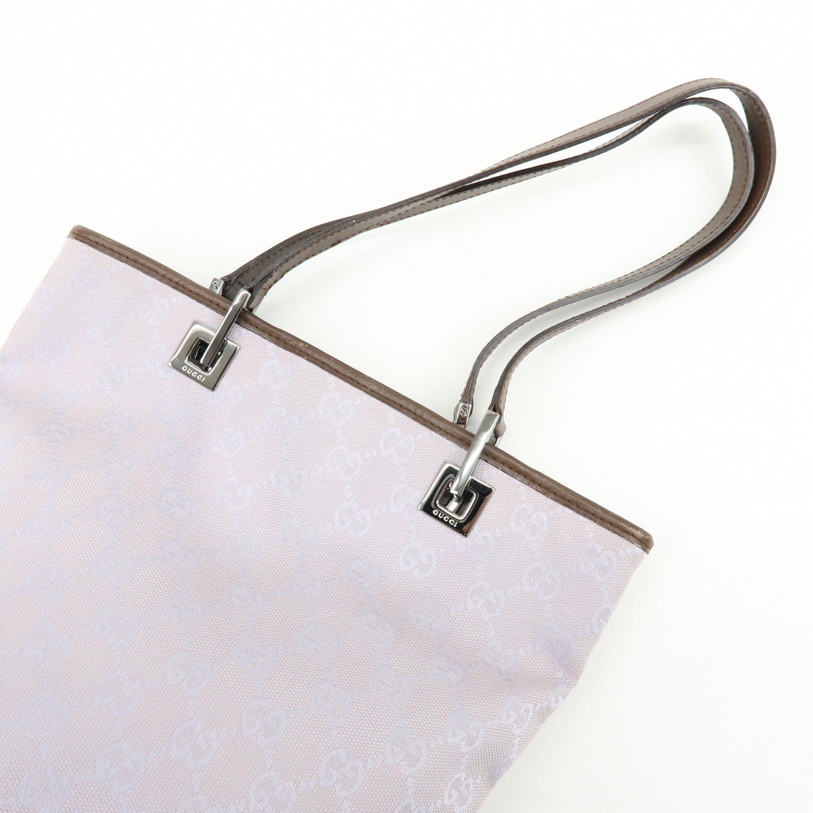 GUCCI GG Canvas Leather Tote Bag Hand Bag Purple 31244