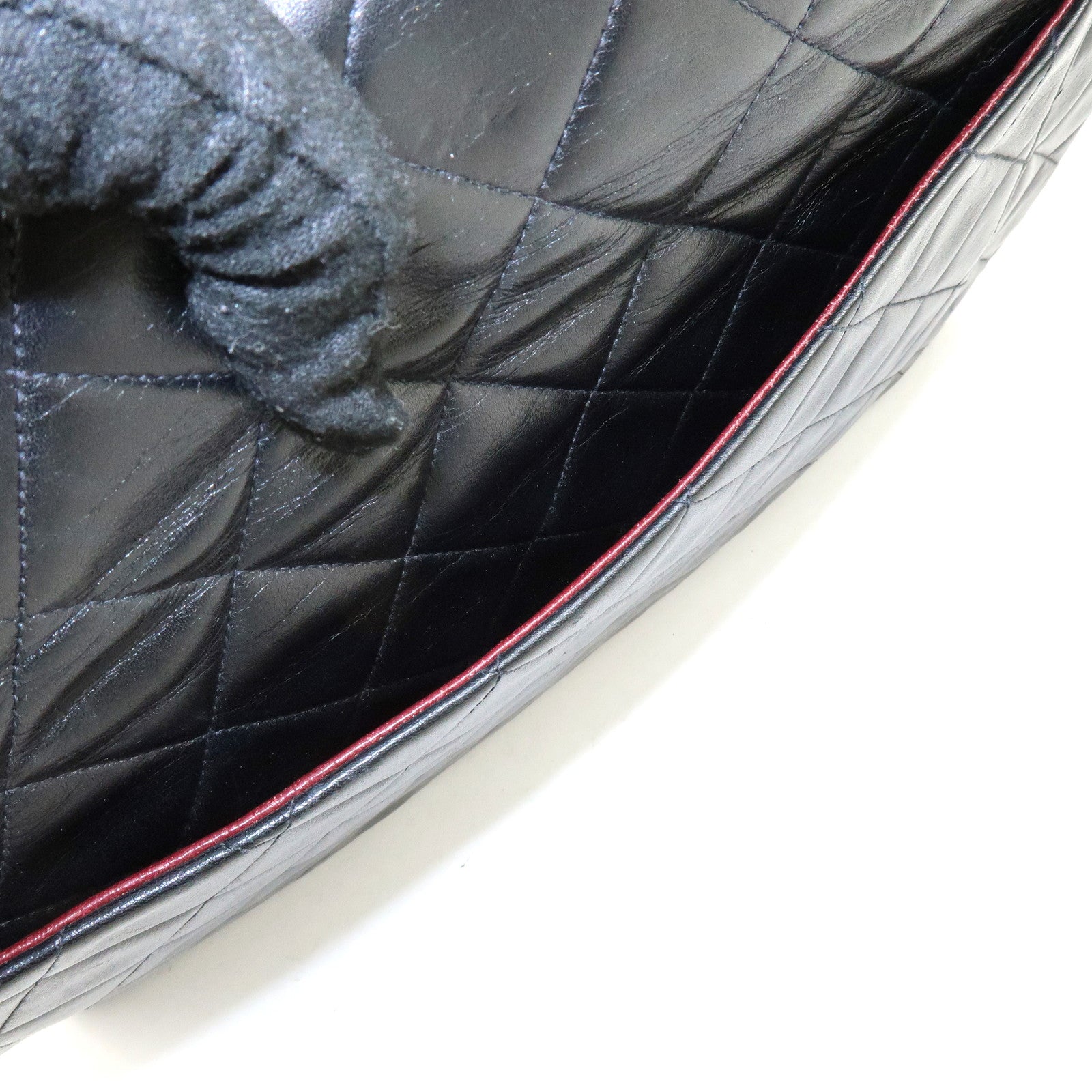 CHANEL Matelasse Lamb Skin Jumbo 34 Shoulder Bag Black A01436