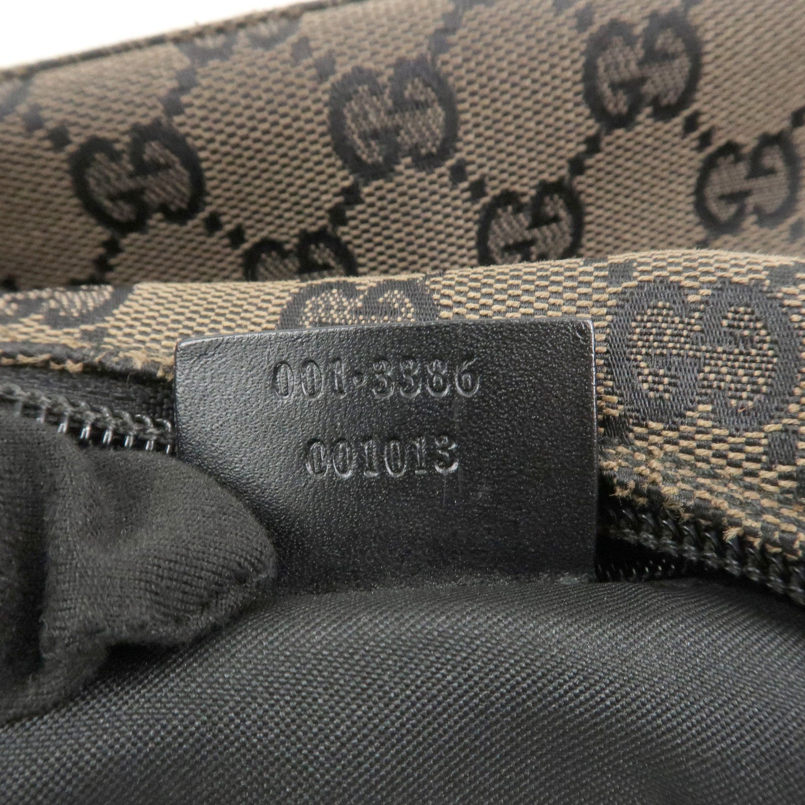 GUCCI GG Canvas Leather Shoulder Bag Hand Bag Brown Black 001・3386