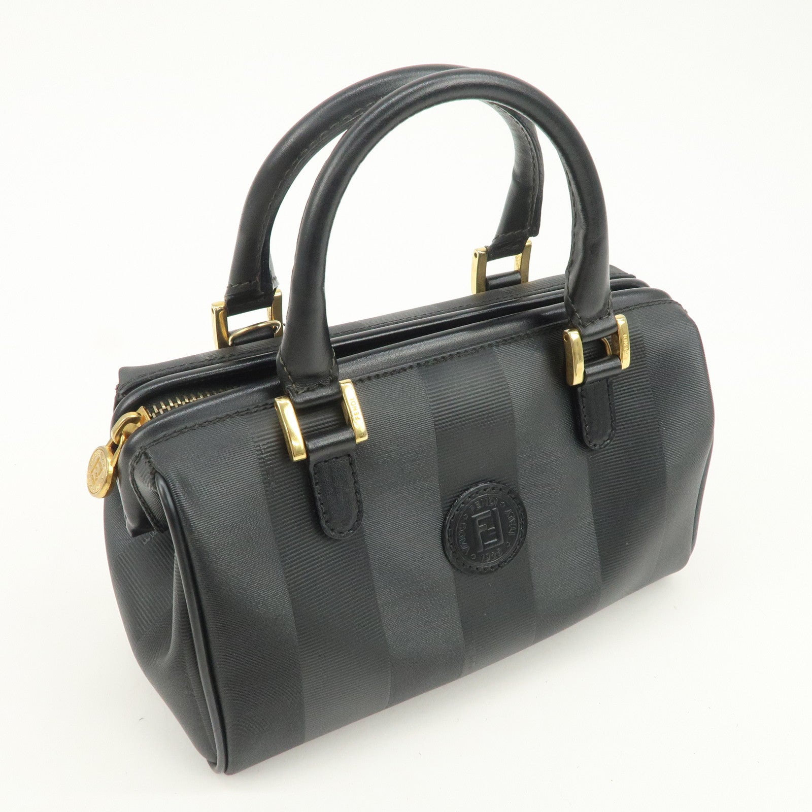 FENDI Pequin PVC Canvas Leather 2Way Boston Bag 259022
