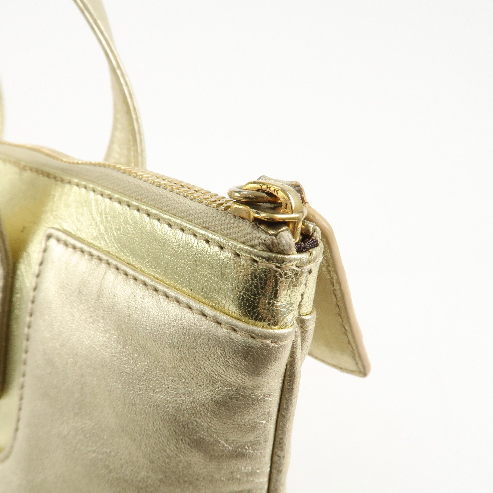 LOEWE Anagram Logo Leather Tote Bag Hand Bag Champagne Gold