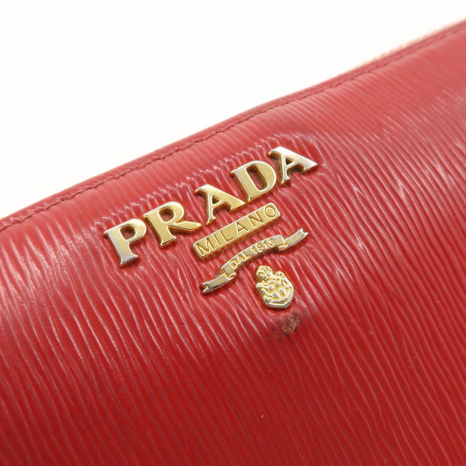PRADA Saffiano Leather Set of 2 Long Wallet Red 1MH132 Used