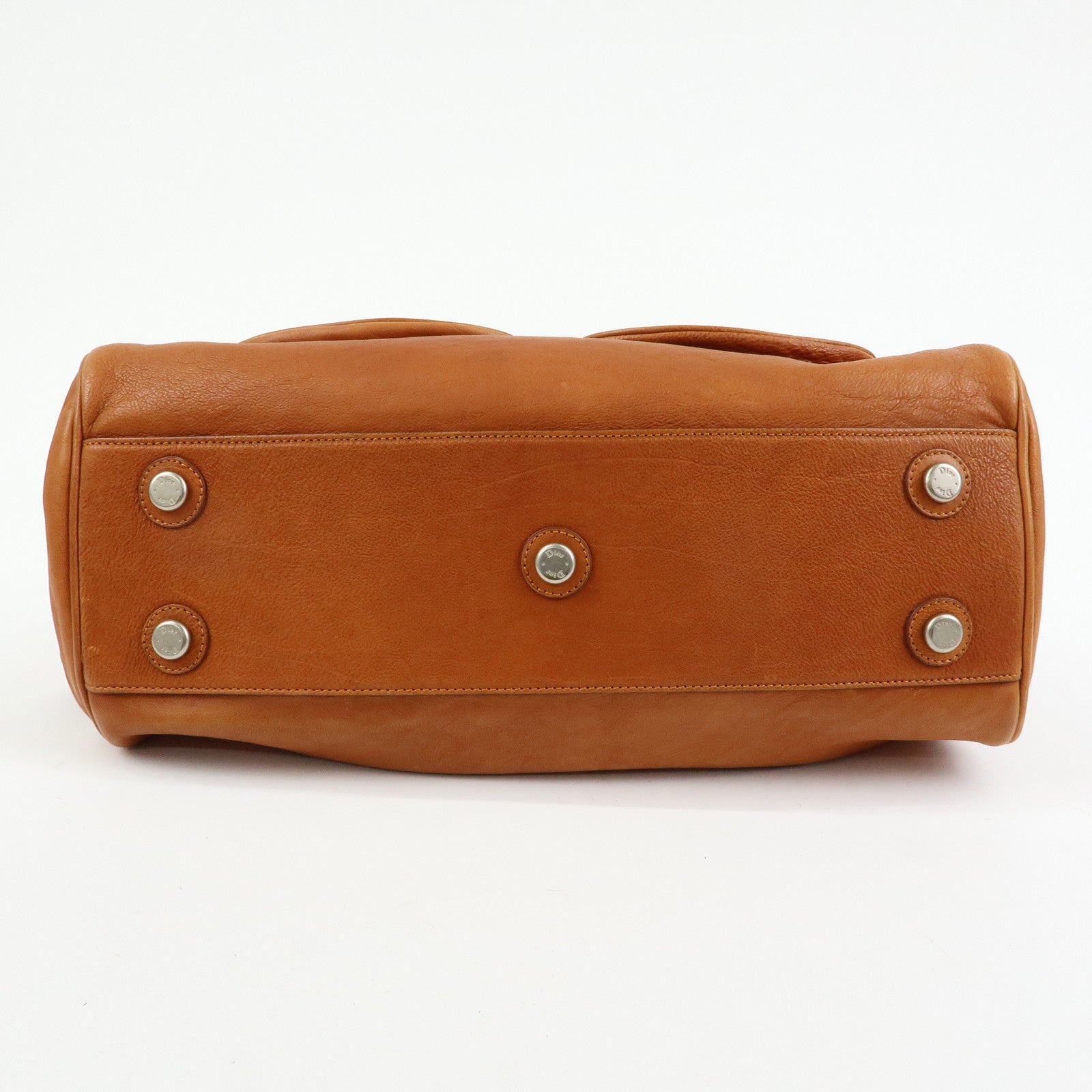 Christian Dior Leather Hand Bag Boston Bag Doctor's Bag Brown