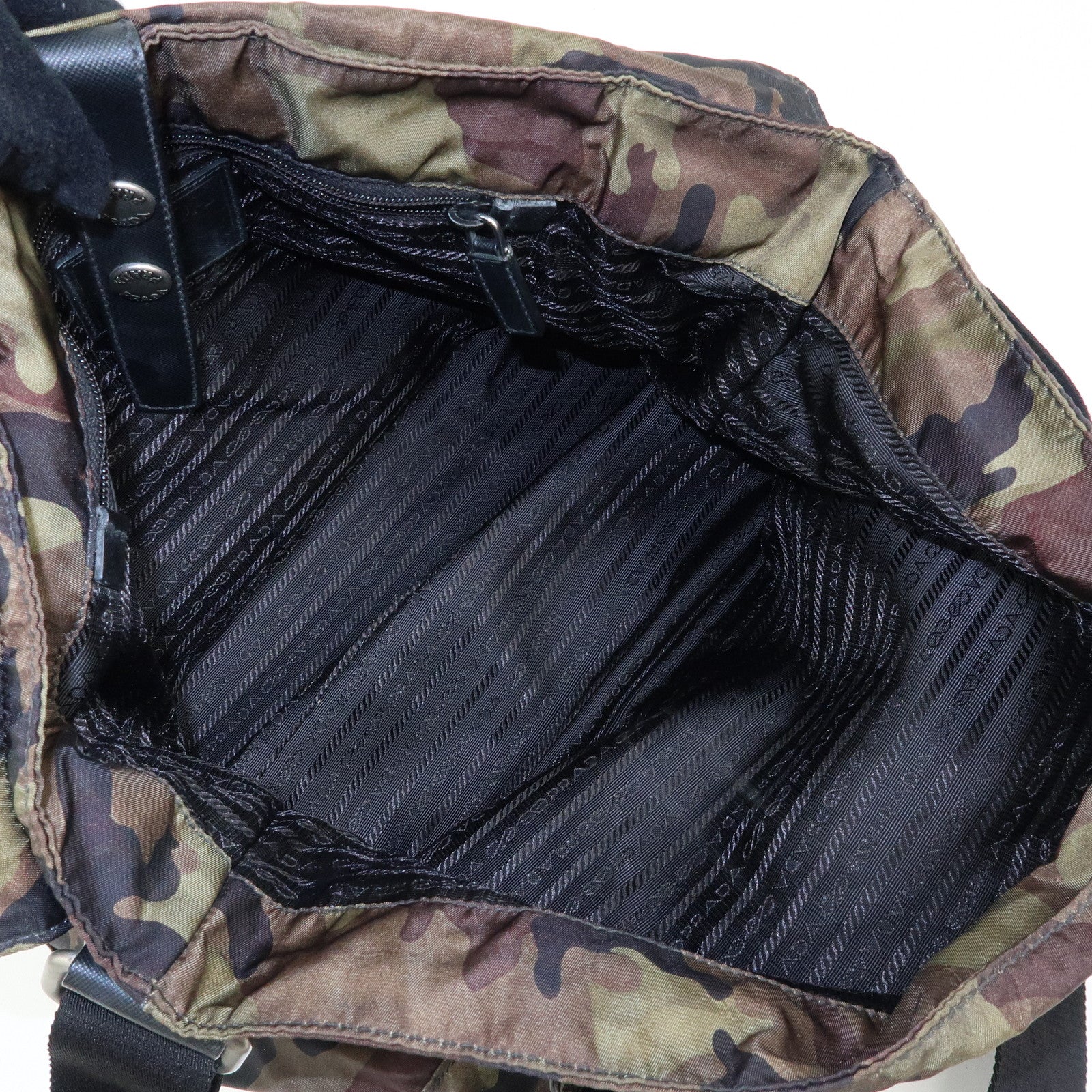 PRADA Triangle Logo Camouflage Nylon Saffiano Leather Shoulder Bag