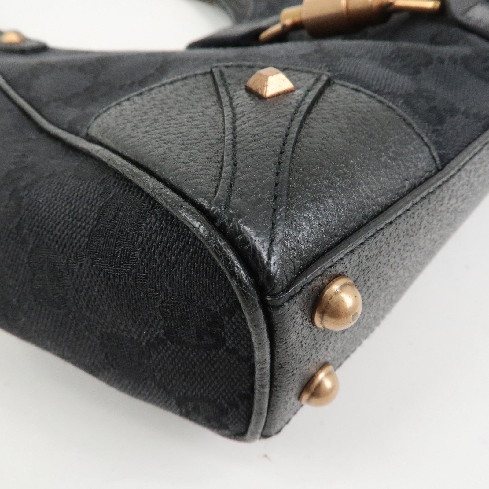 GUCCI New Jackie GG Canvas Shoulder Bag Hand Bag Black 124409