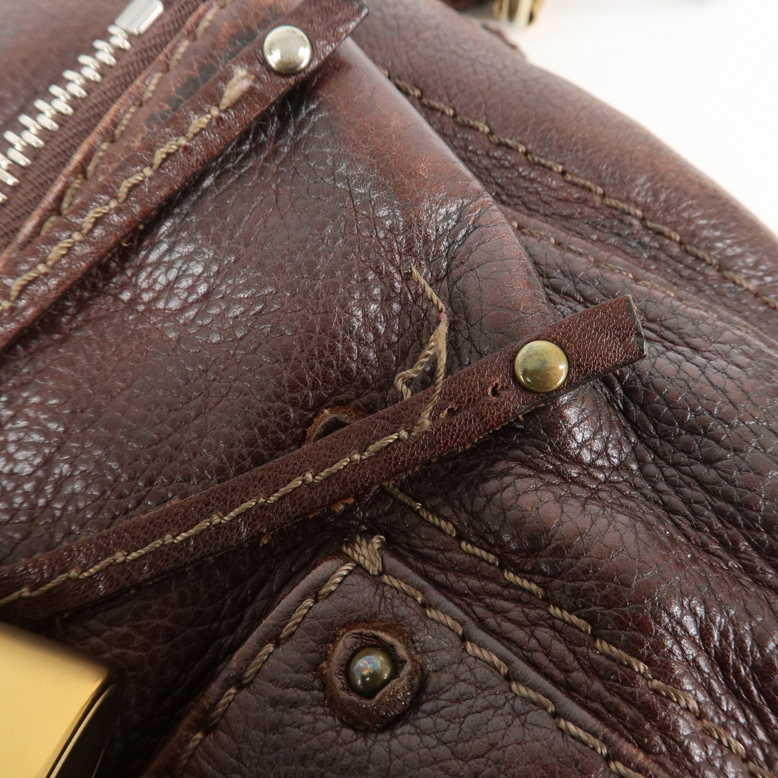 Chloe Paddington Leather Shoulder Crossbody Bag Brown