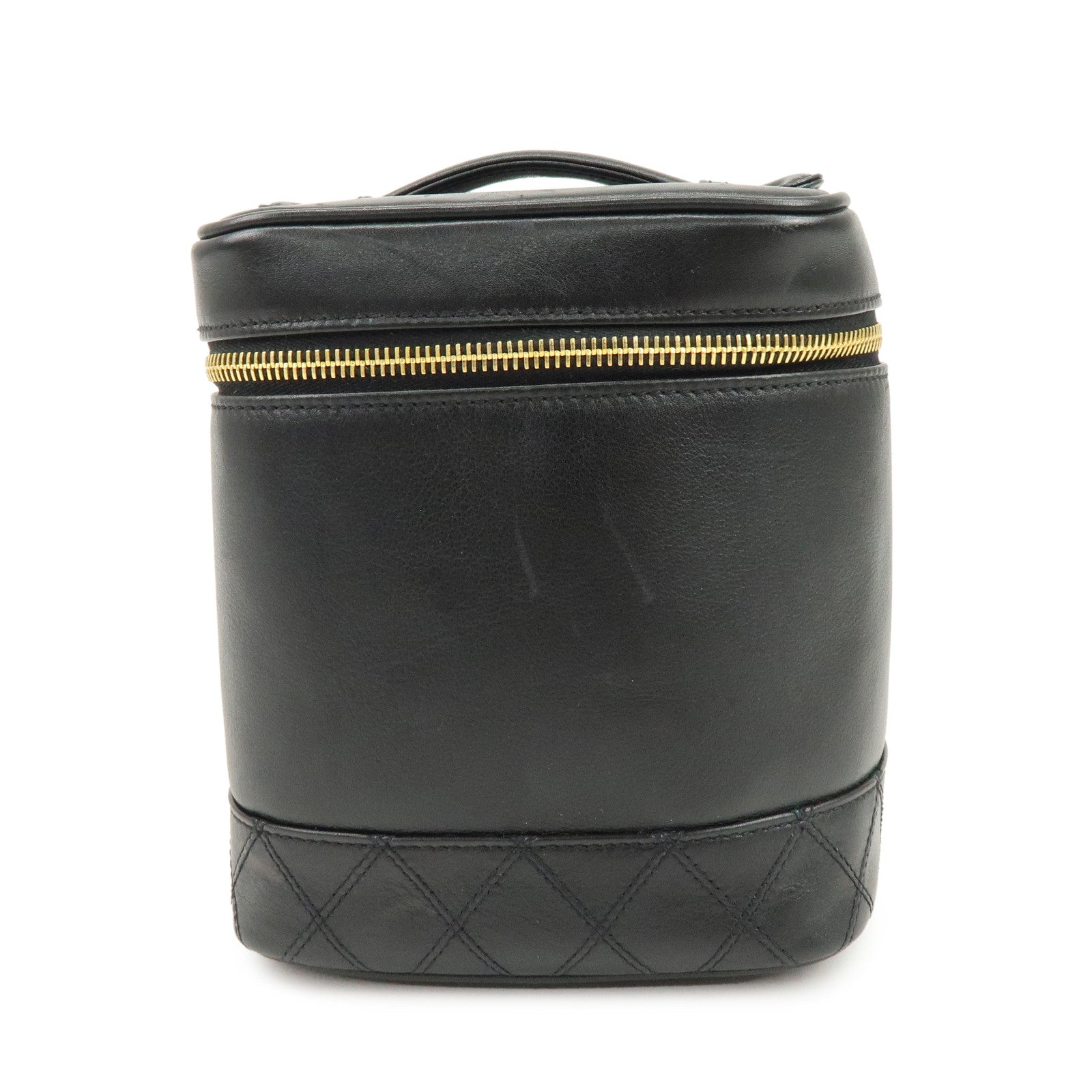 CHANEL Bicolore Lamb Skin Vanity Bag Hand Bag Black A01619