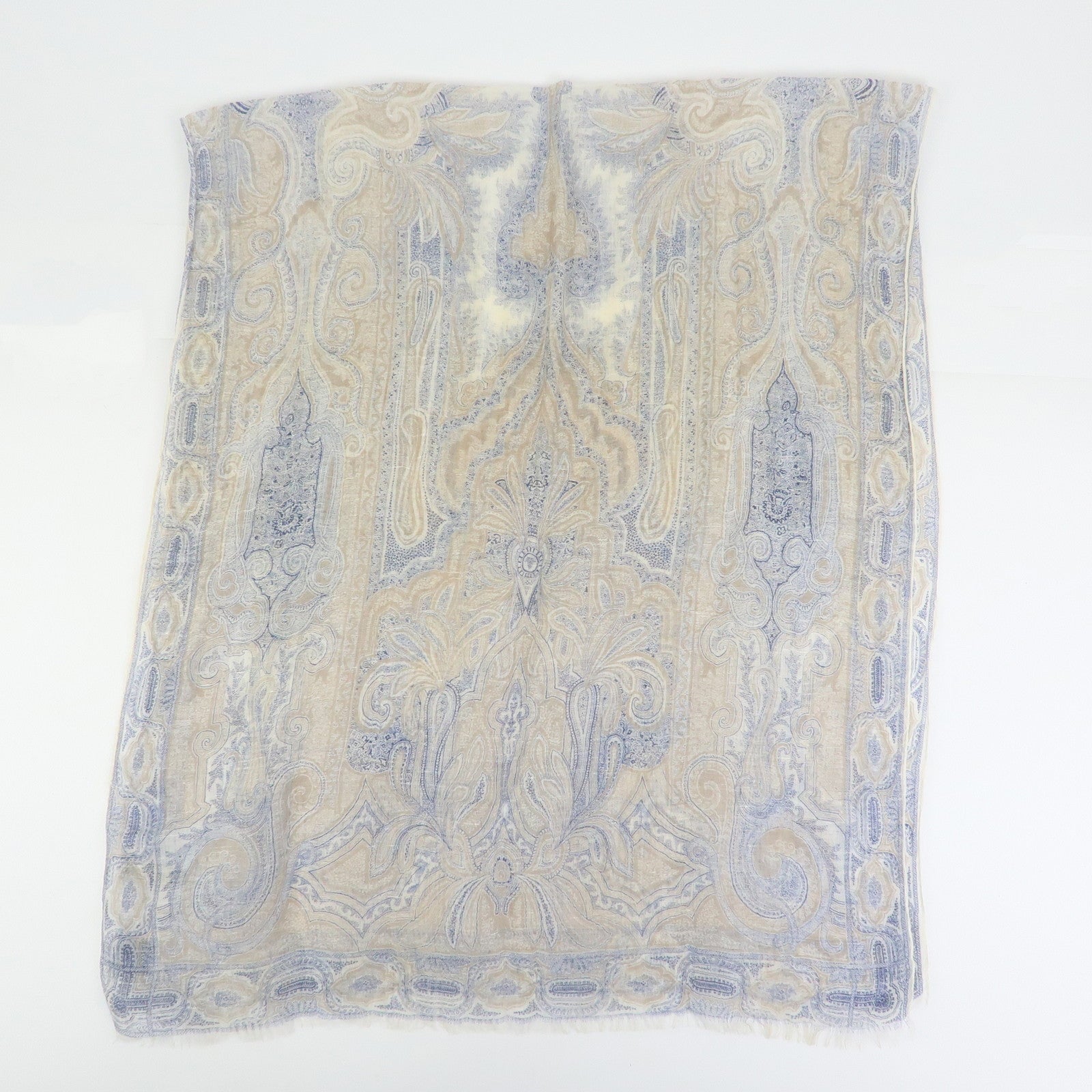 ETRO Set of 2 Silk Linen Scarf Peisley Flower Beige Yellow Blue