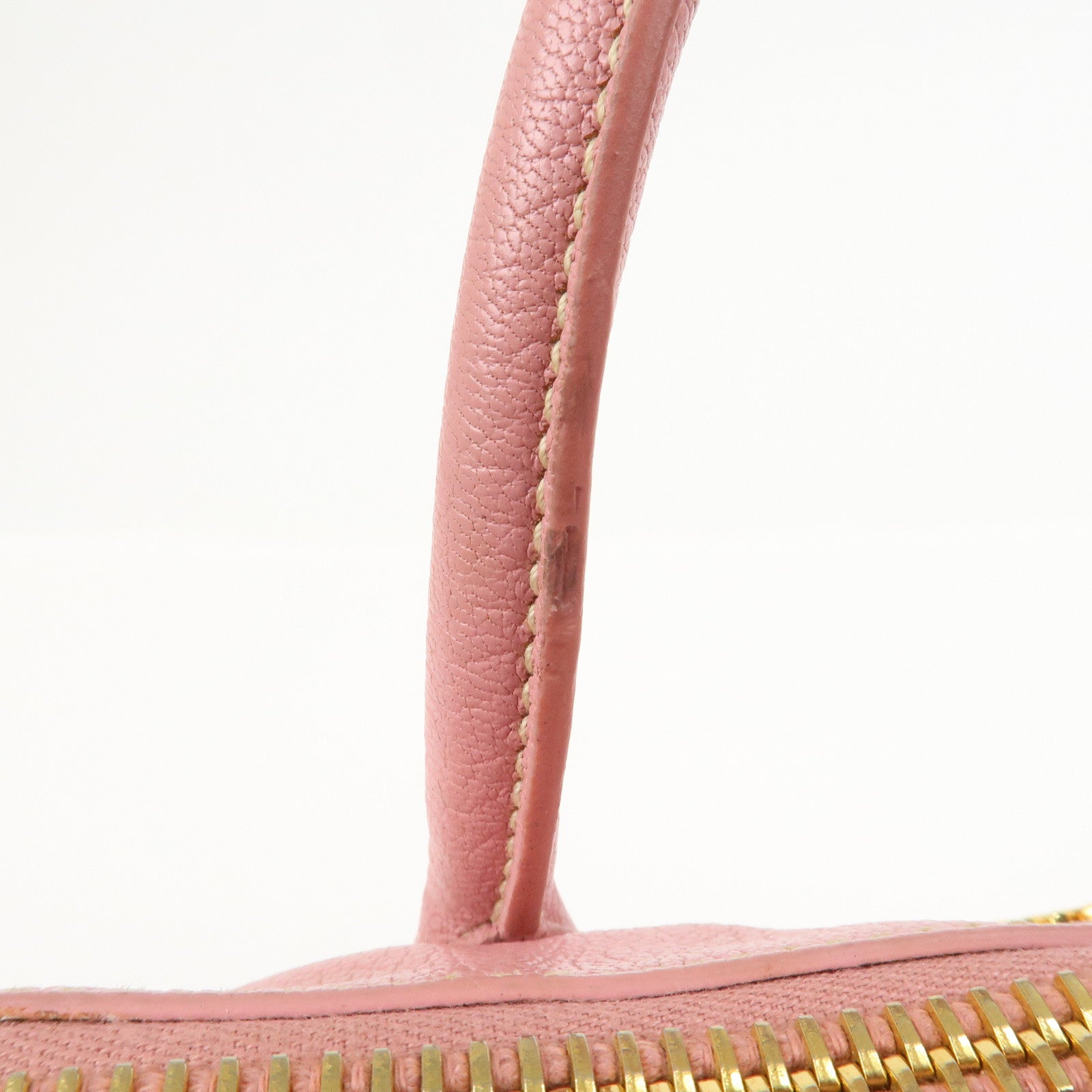 MIU MIU Logo Leather Tote Bag Hand Bag Pink