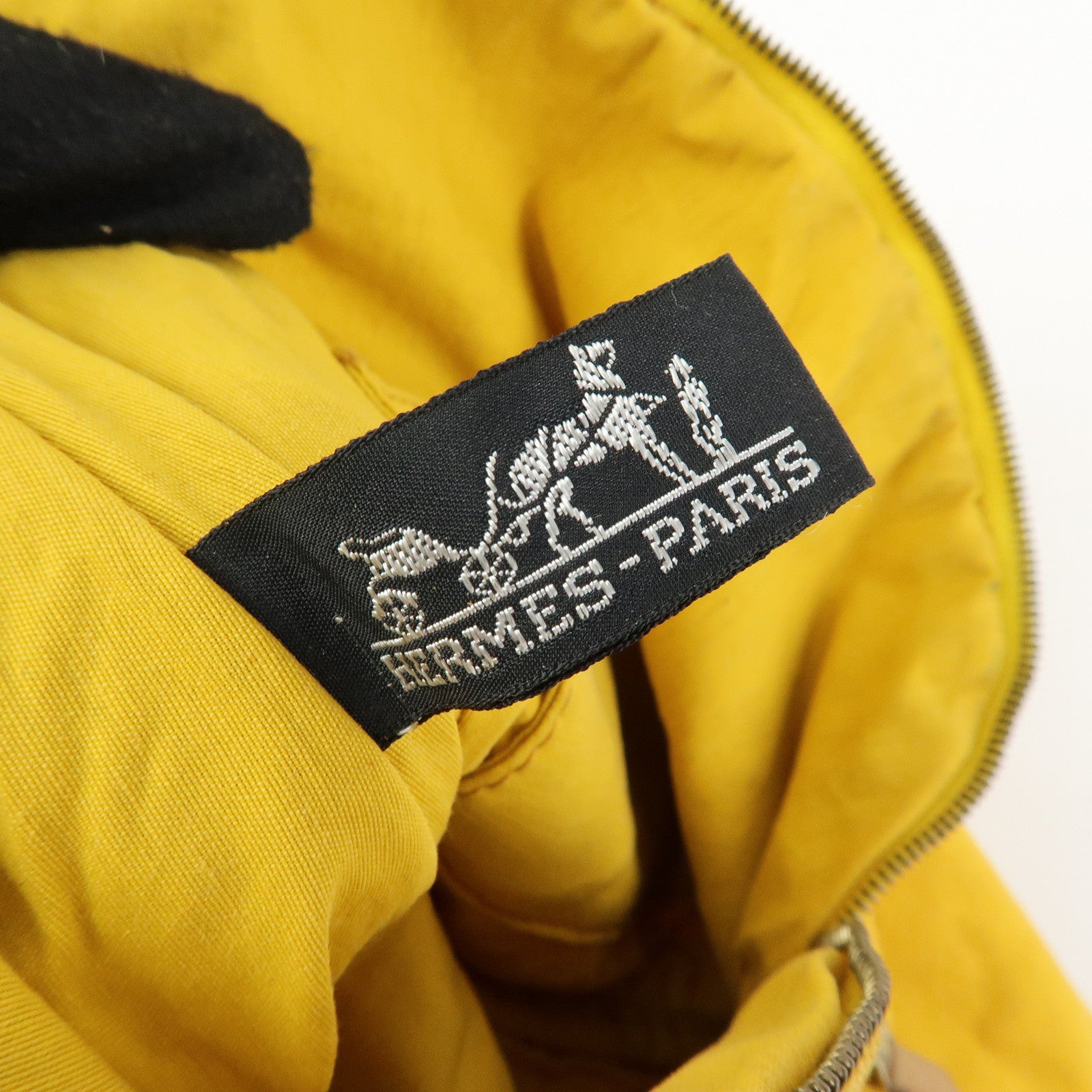 HERMES Bolide MM Canvas Leather Pouch Cosmetic Pouch Yellow