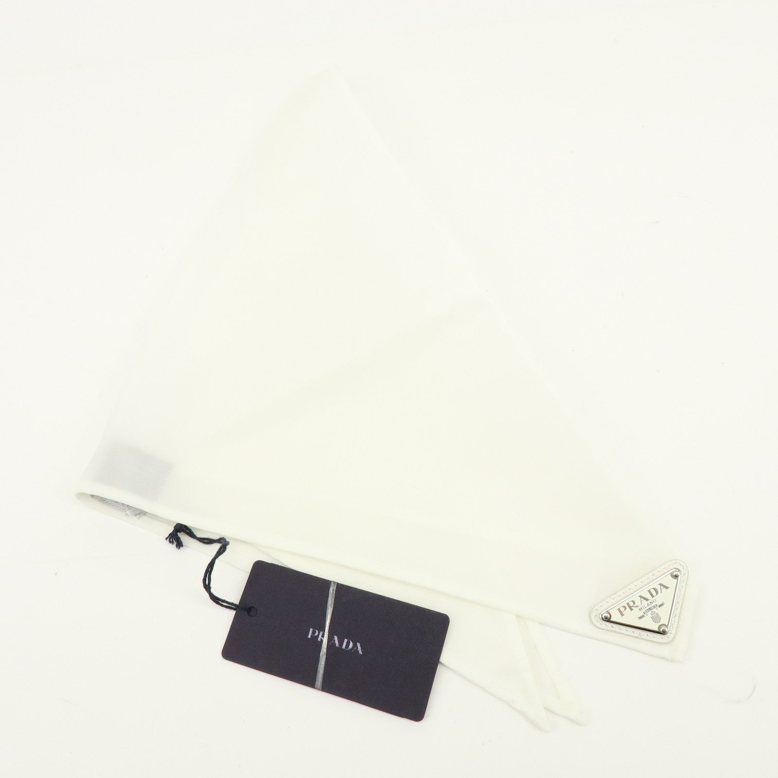 PRADA Triangle Logo Re-Nylon Scarf White 2FF036