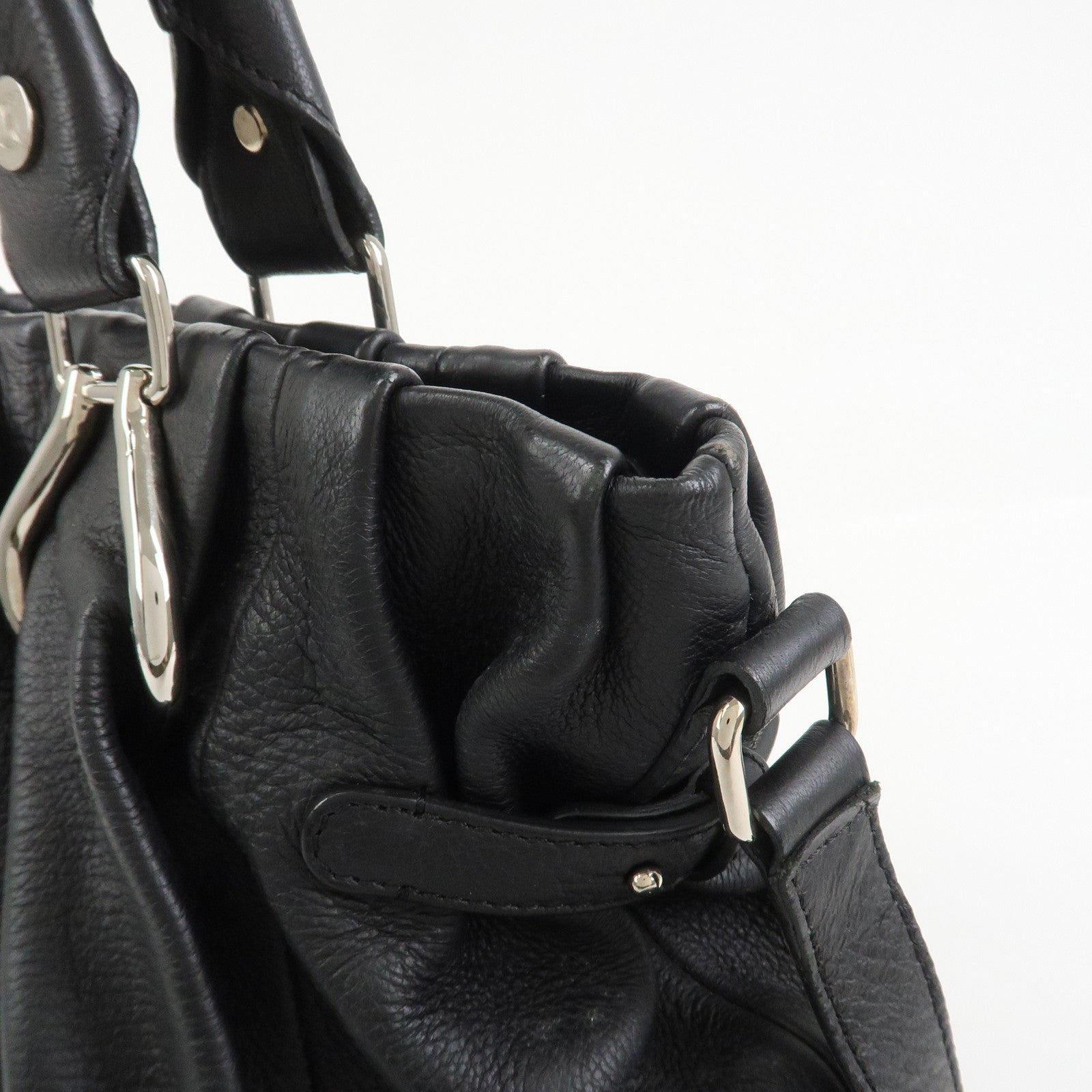 CELINE Macadam Leather Pillow Small 2Way Hand Shoulder Bag Black