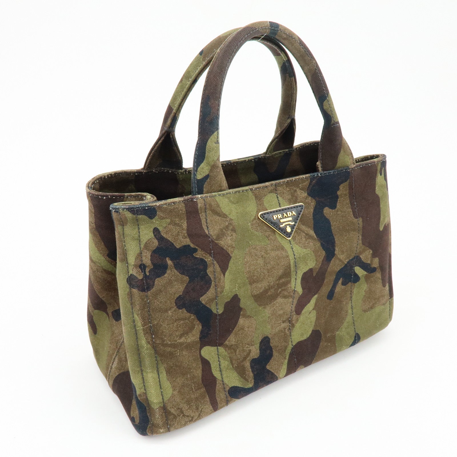 PRADA Triangle Logo Canapa Mini Canvas 2Way Bag Camouflage 1BG439