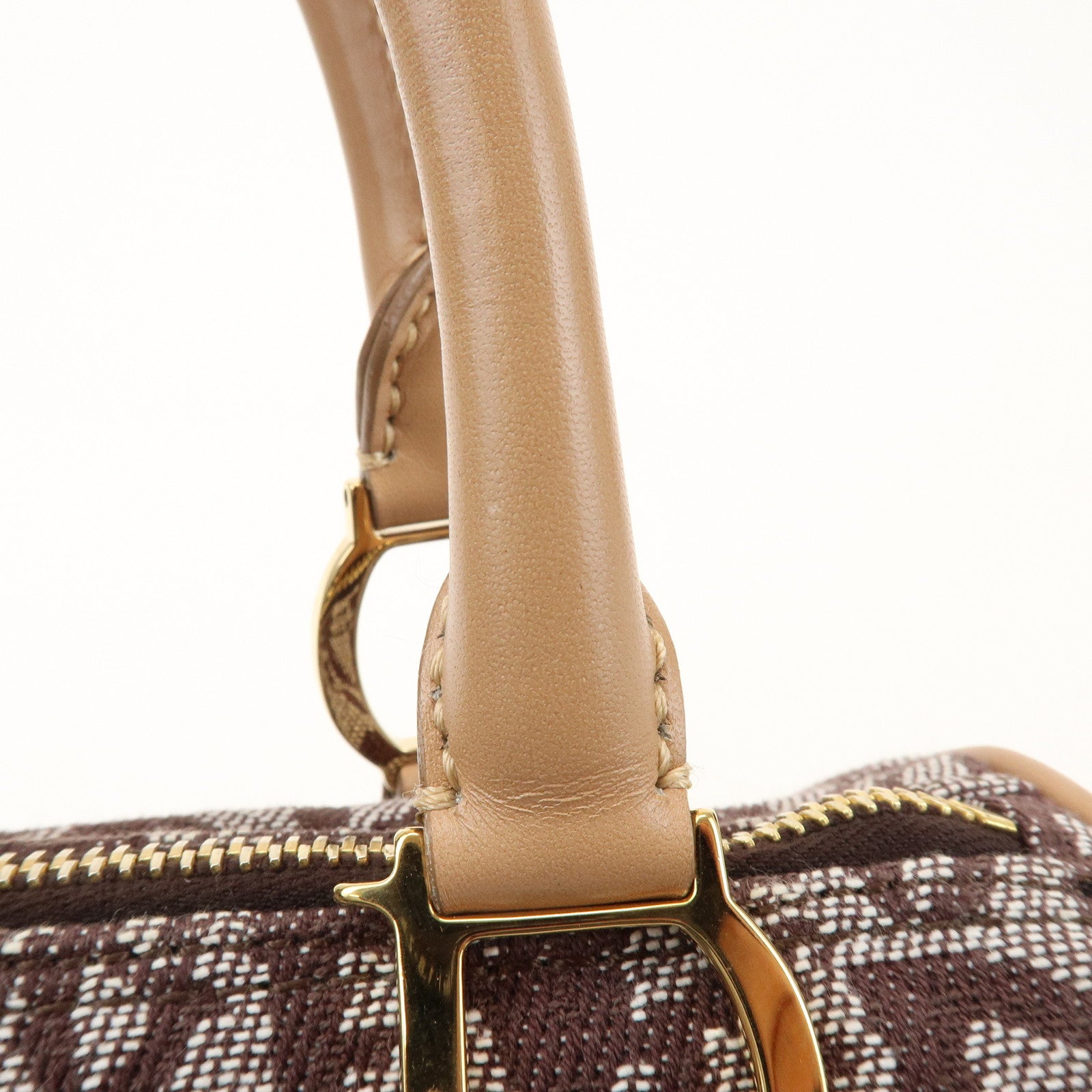 Christian Dior Trotter Jacquard Canvas Leather Mini Boston Hand Bag