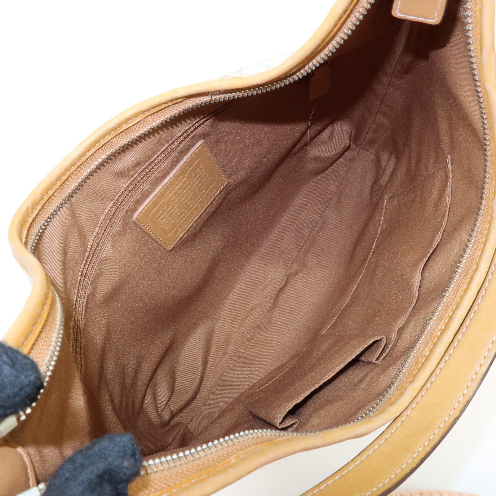 COACH Signature PVC Leather Shoulder Bag Hand Bag White Green