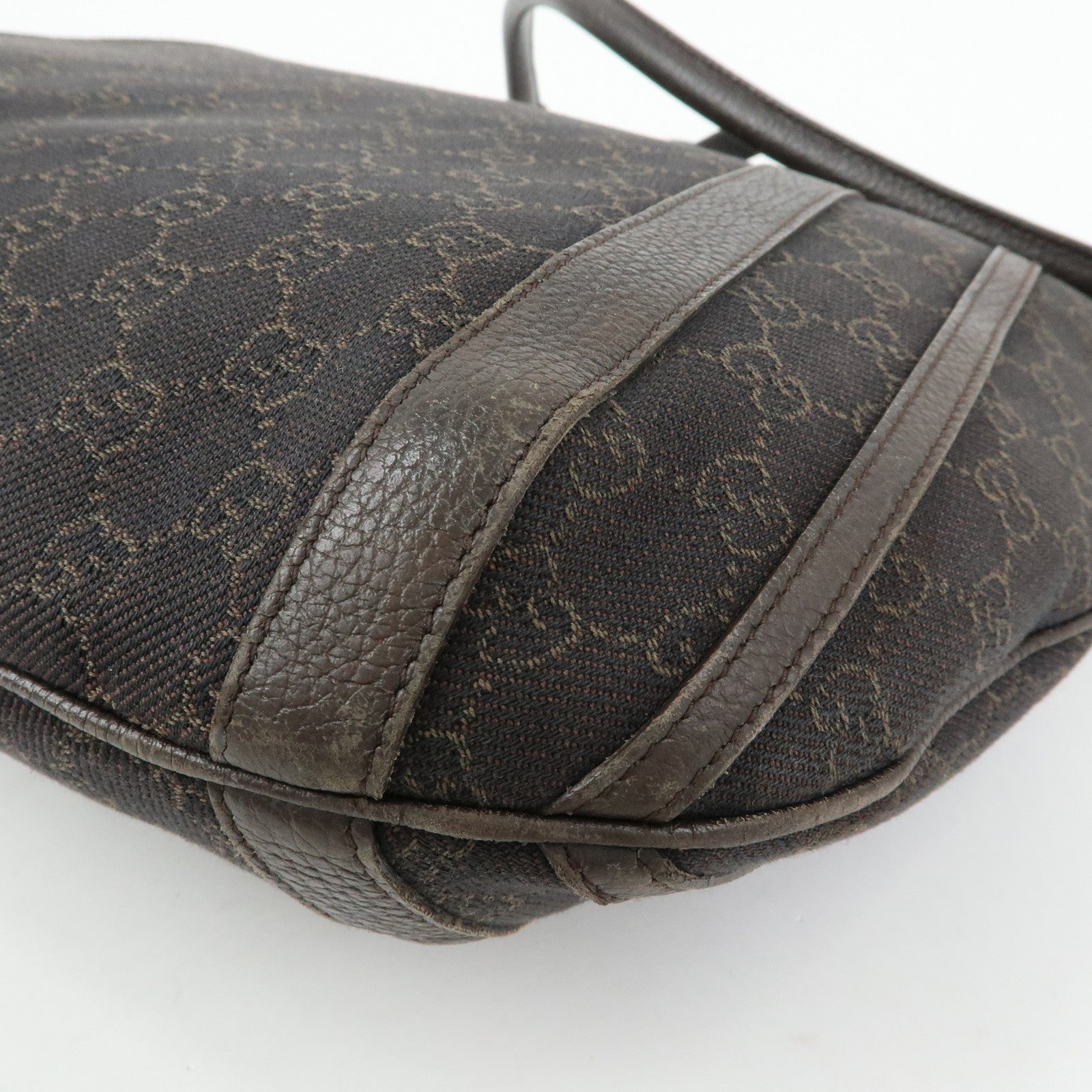 GUCCI GG Denim Leather 2Way Bag Shoulder Bag Dark Brown 268641