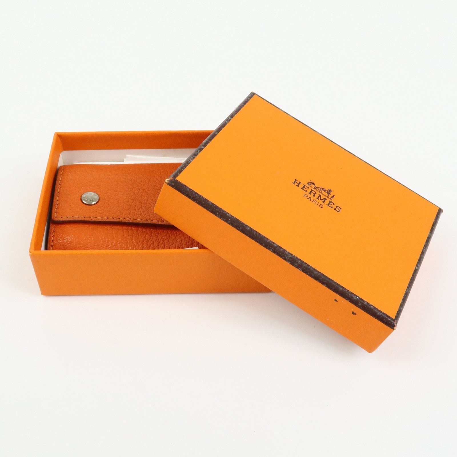 HERMES Sellier Togo Leather 4 Key Case Key Holder □F Stamped Orange