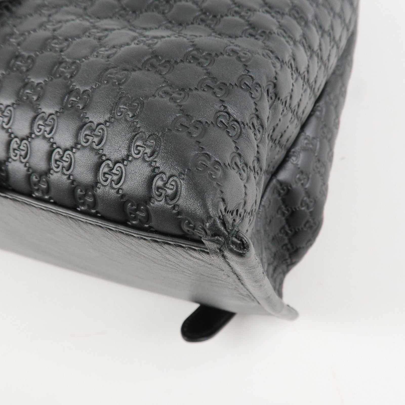 GUCCI Micro Guccissima Leather Backpack Rucksack Black 607993 Used