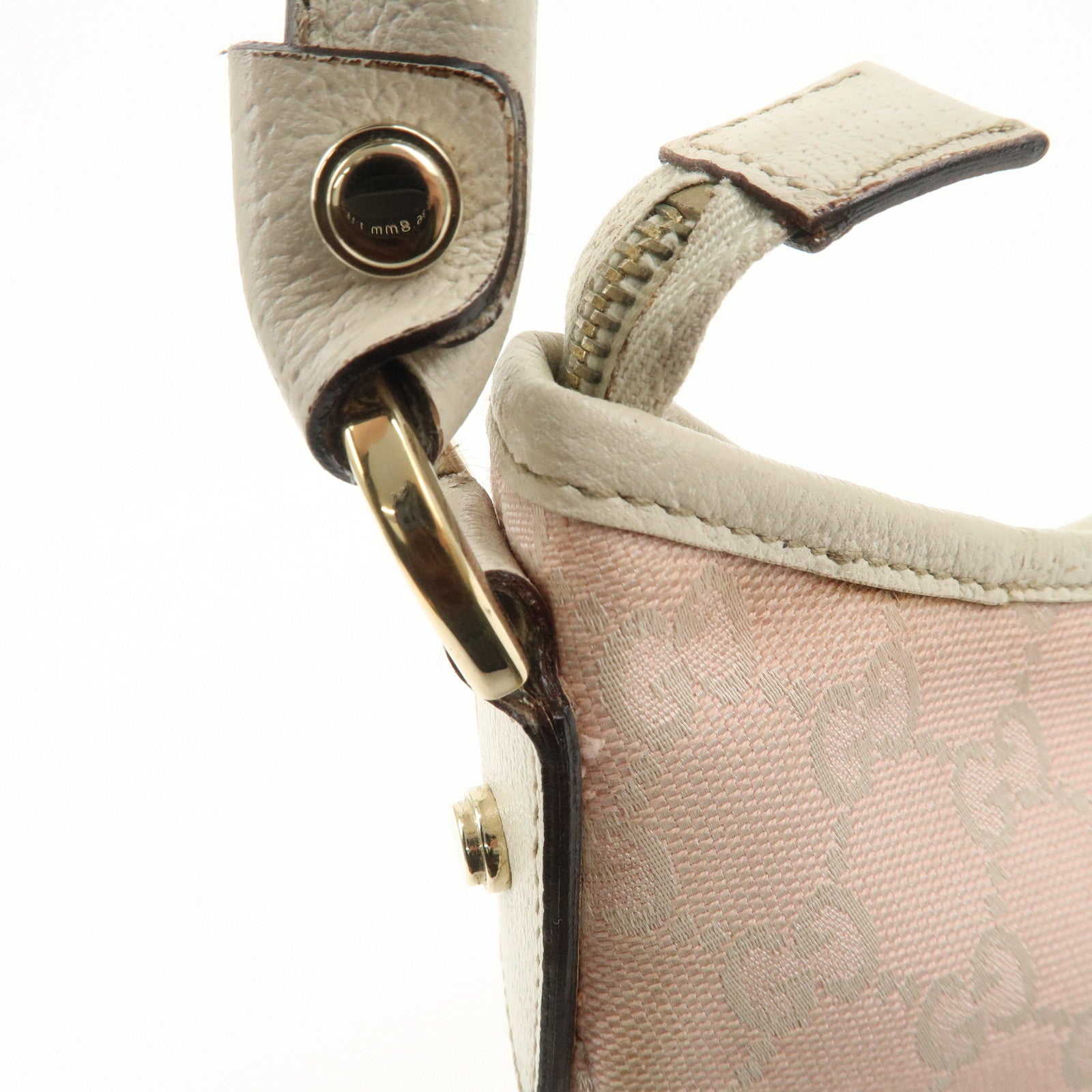 GUCCI Abbey GG Canvas Leather Shoulder Bag Ivory Pink 130738 Used