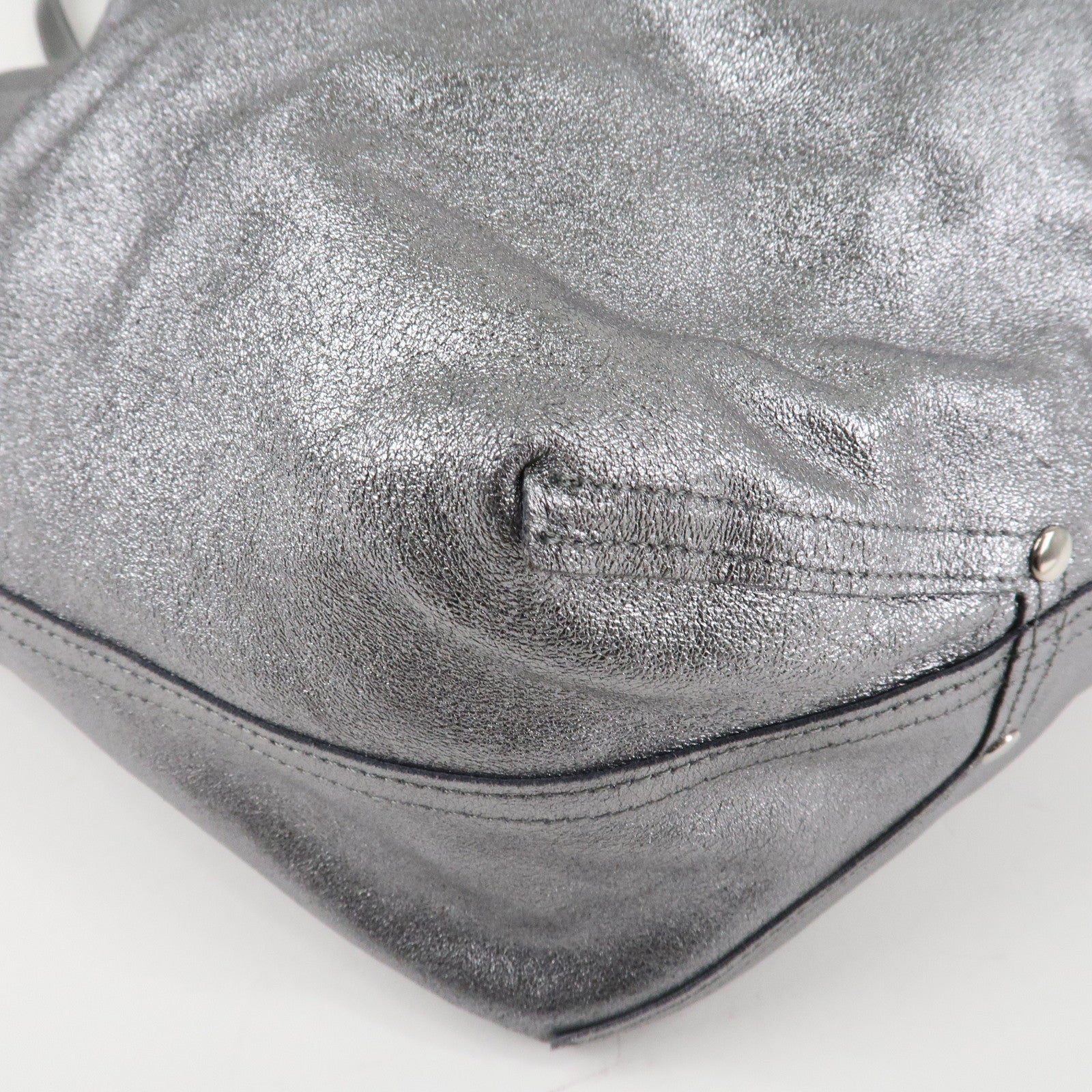 Tiffany&Co. Leather Reversible Tote Bag Sliver Used