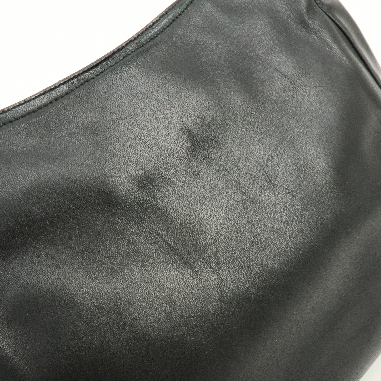 PRADA Leather Plastic Hobo Shoulder Bag Hand Bag Black