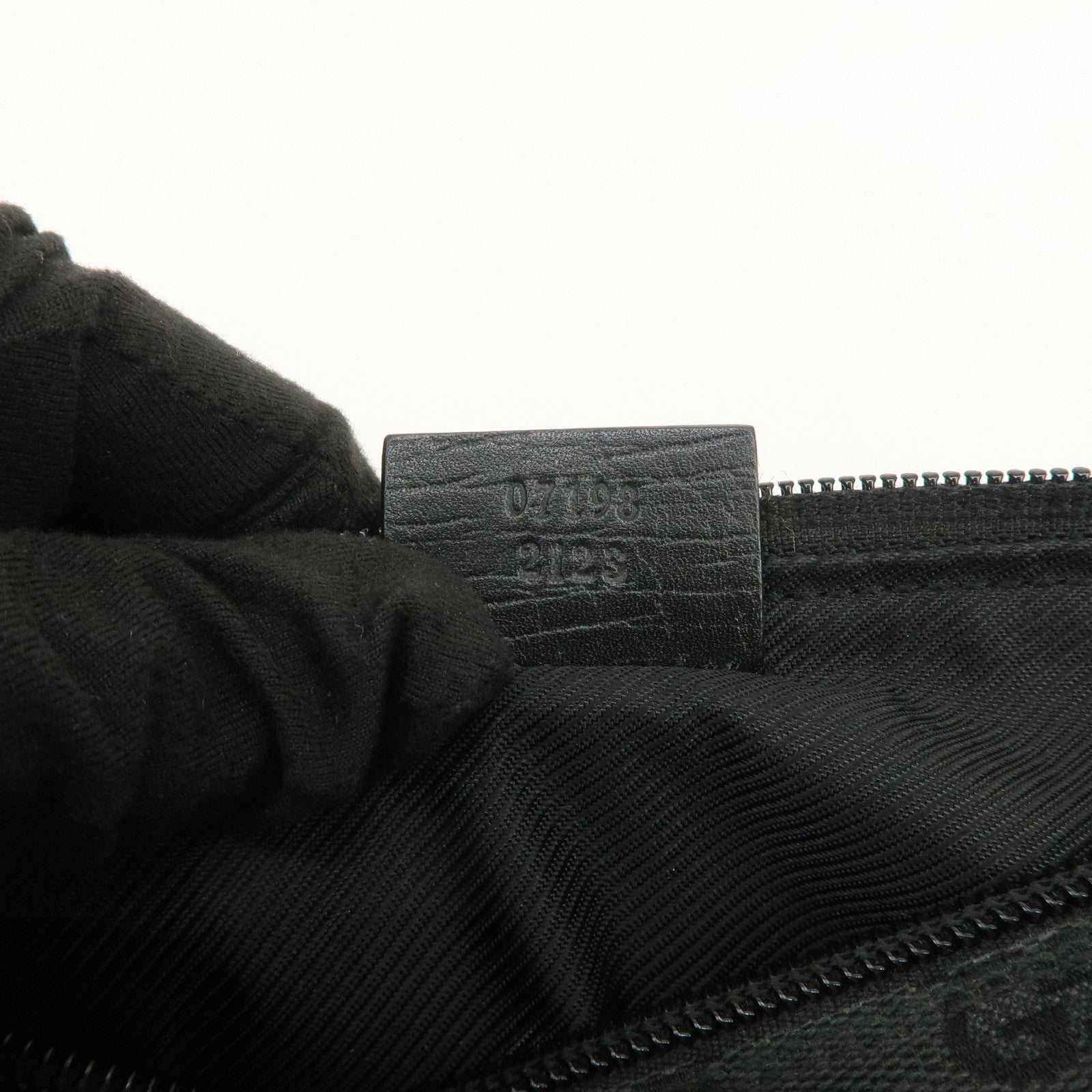 GUCCI Logo GG Canvas Leather Boat Bag Hand Bag Black 07198