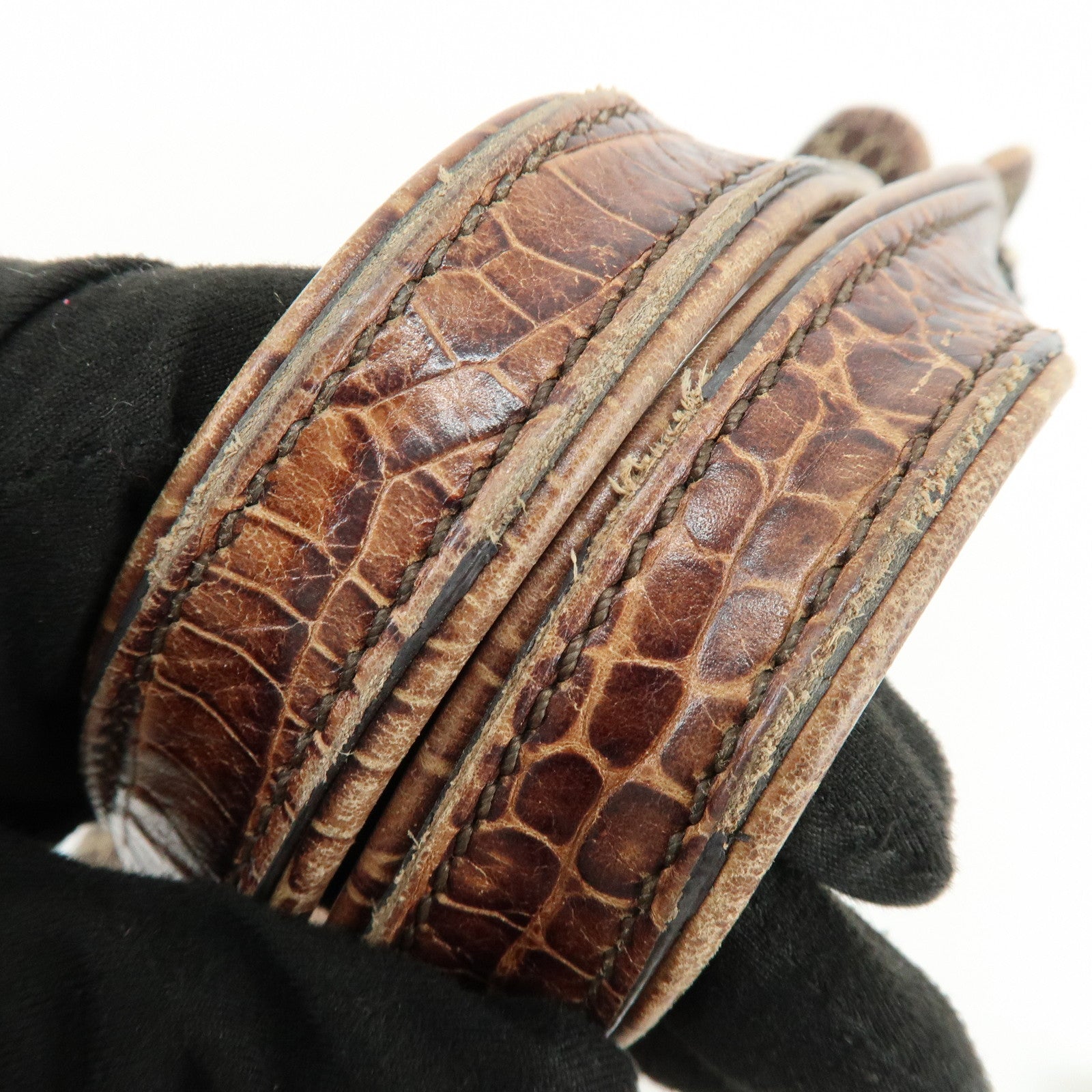 CELINE Macadam Bittersweet Canvas Leather Shoulder Bag Brown