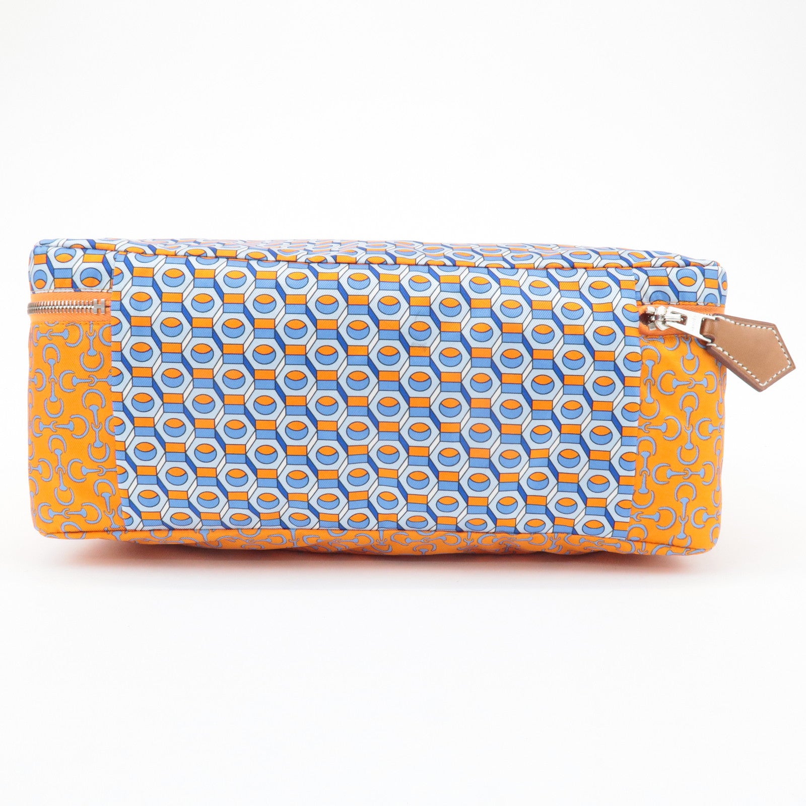 HERMES Eau des Voyages PM Silk Pouch Orange Blue Used