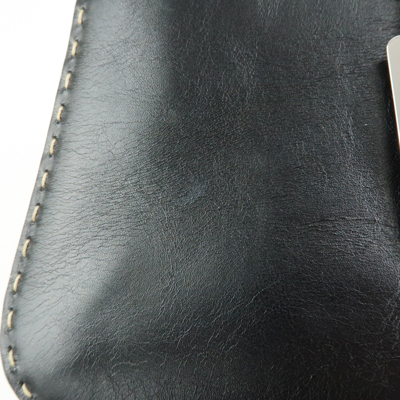 GUCCI Logo Plate Leather Hand Shoulder Bag Black 001・4279・204990