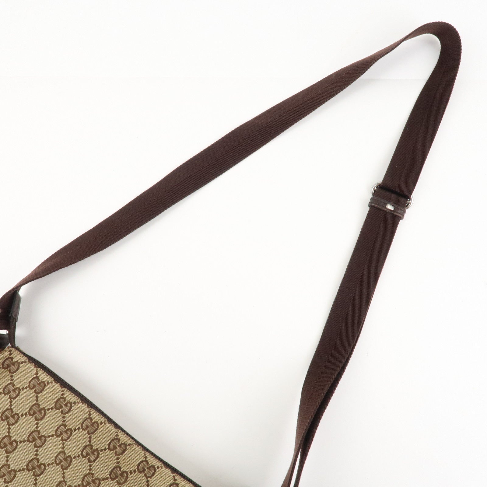 GUCCI GG Canvas Leather Shoulder Bag Crossbody Bag Brown 145857 Used