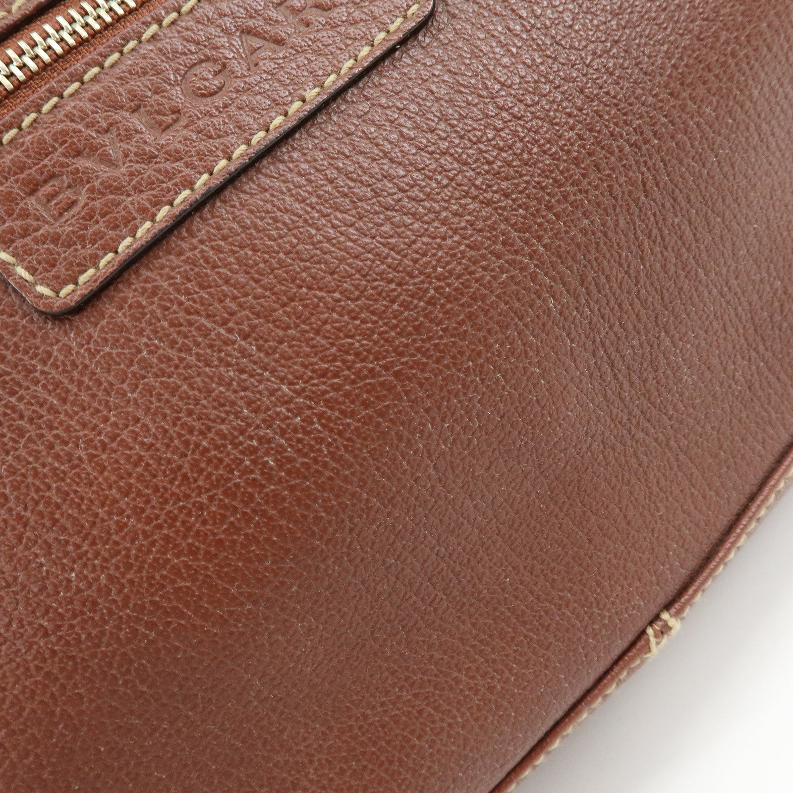 BVLGARI Leather Shoulder Bag Hand Bag Brown