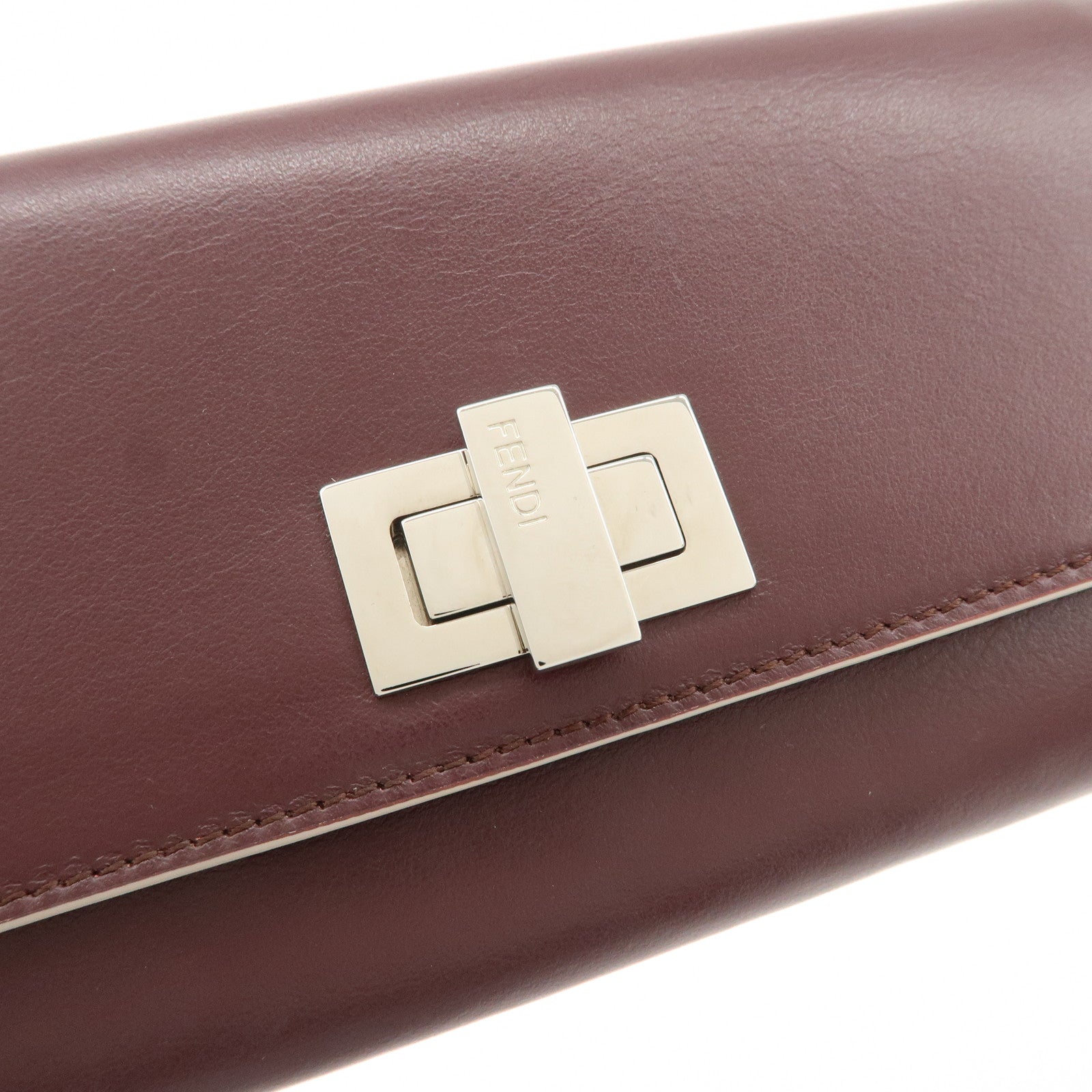 FENDI Peekaboo Leather Bi-fold Continental Wallet Long Wallet 8M0377 Used