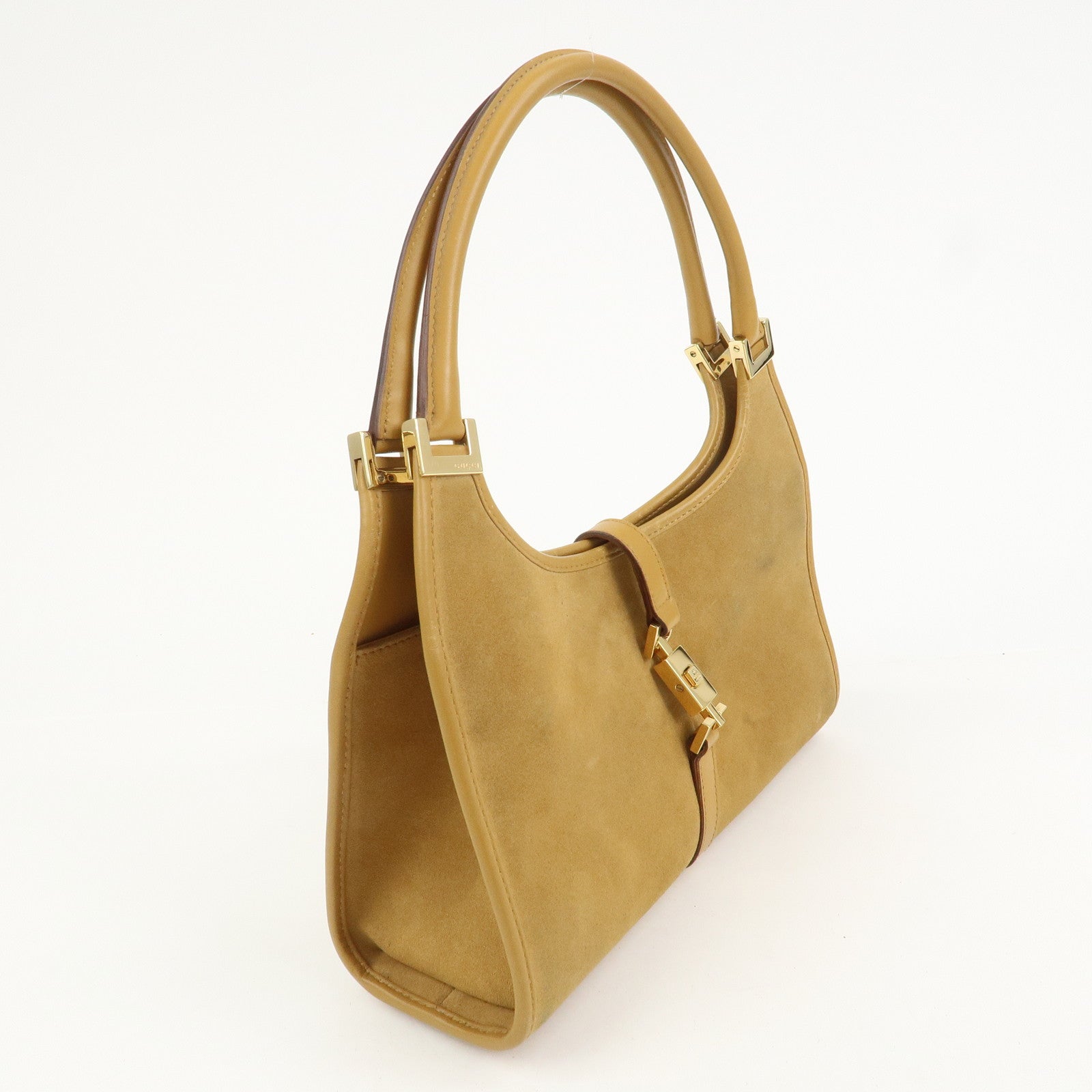 GUCCI Jackie Suede Leather Shoulder Bag Hand Bag Camel 002・1068