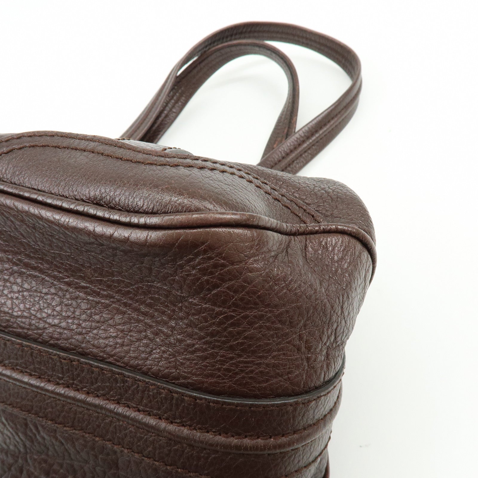 CELINE Macadam Leather Tote Bag Shoulder Bag Dark Brown